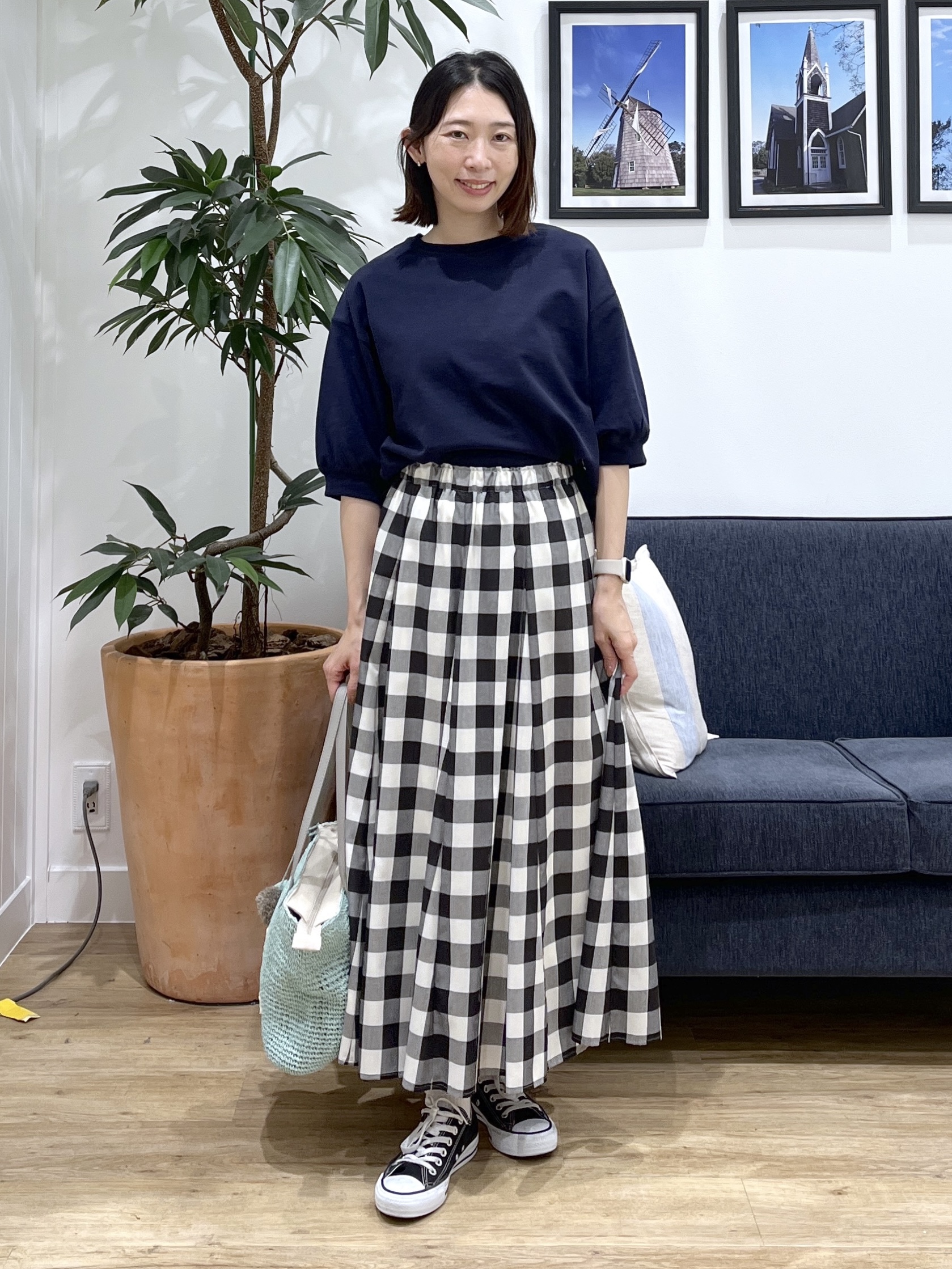 canaさんの「Dessin｜【360度可愛い】バックヘンリーカットソー5分袖」を使ったコーディネート