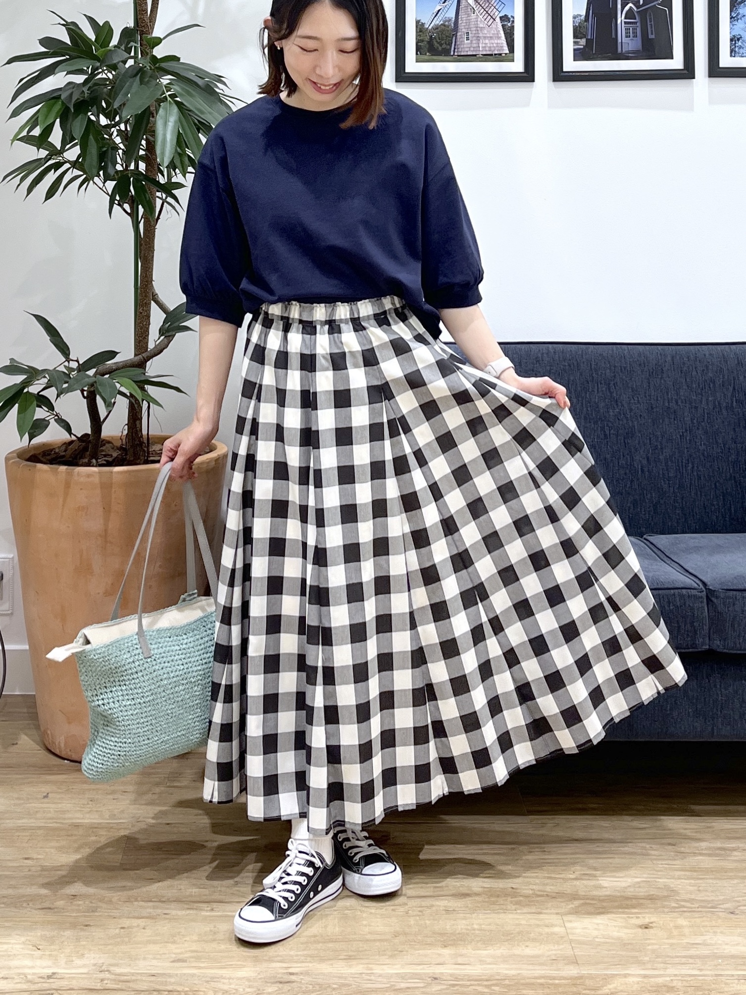 canaさんの「Dessin｜【360度可愛い】バックヘンリーカットソー5分袖」を使ったコーディネート
