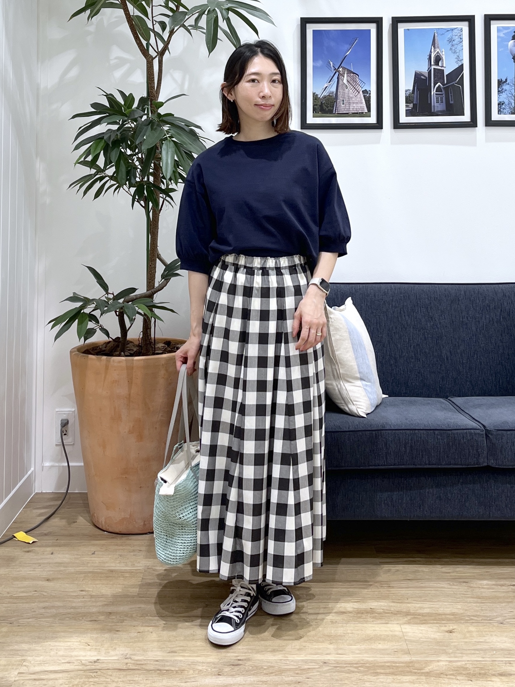 canaさんの「Dessin｜【360度可愛い】バックヘンリーカットソー5分袖」を使ったコーディネート