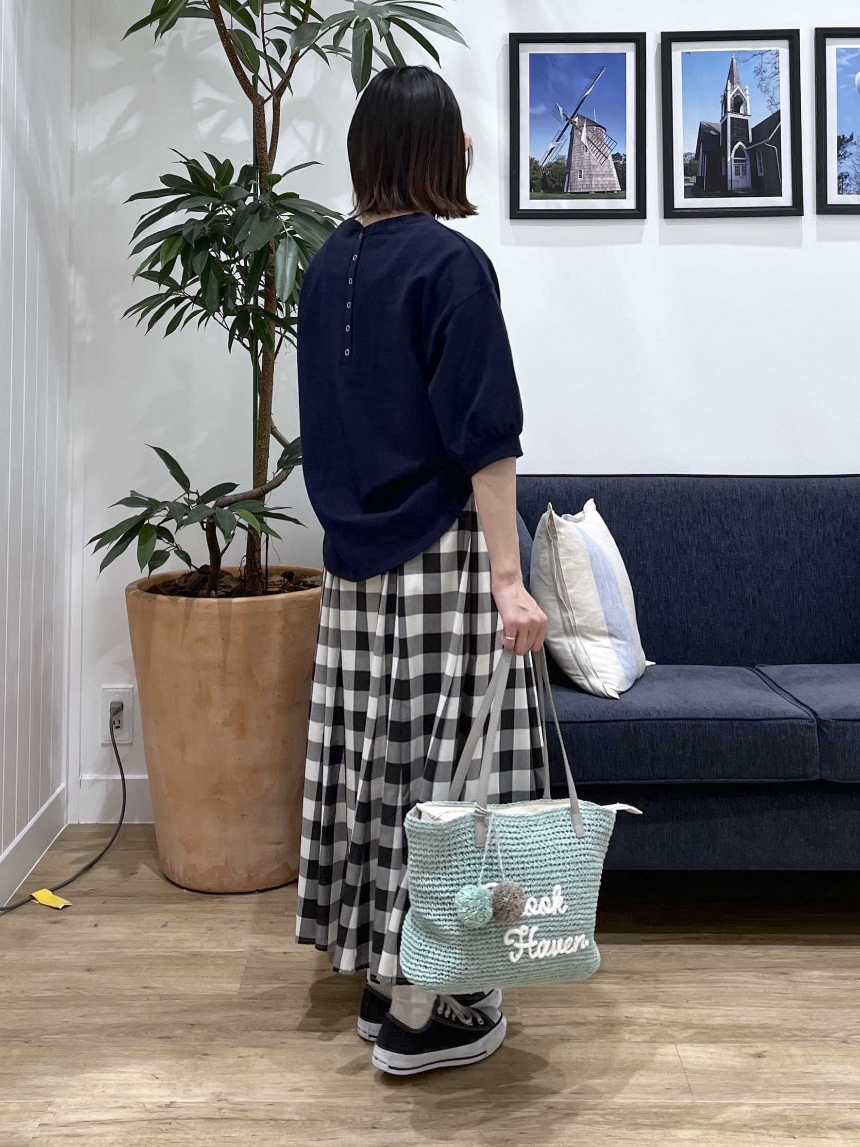 canaさんの「Dessin｜【360度可愛い】バックヘンリーカットソー5分袖」を使ったコーディネート