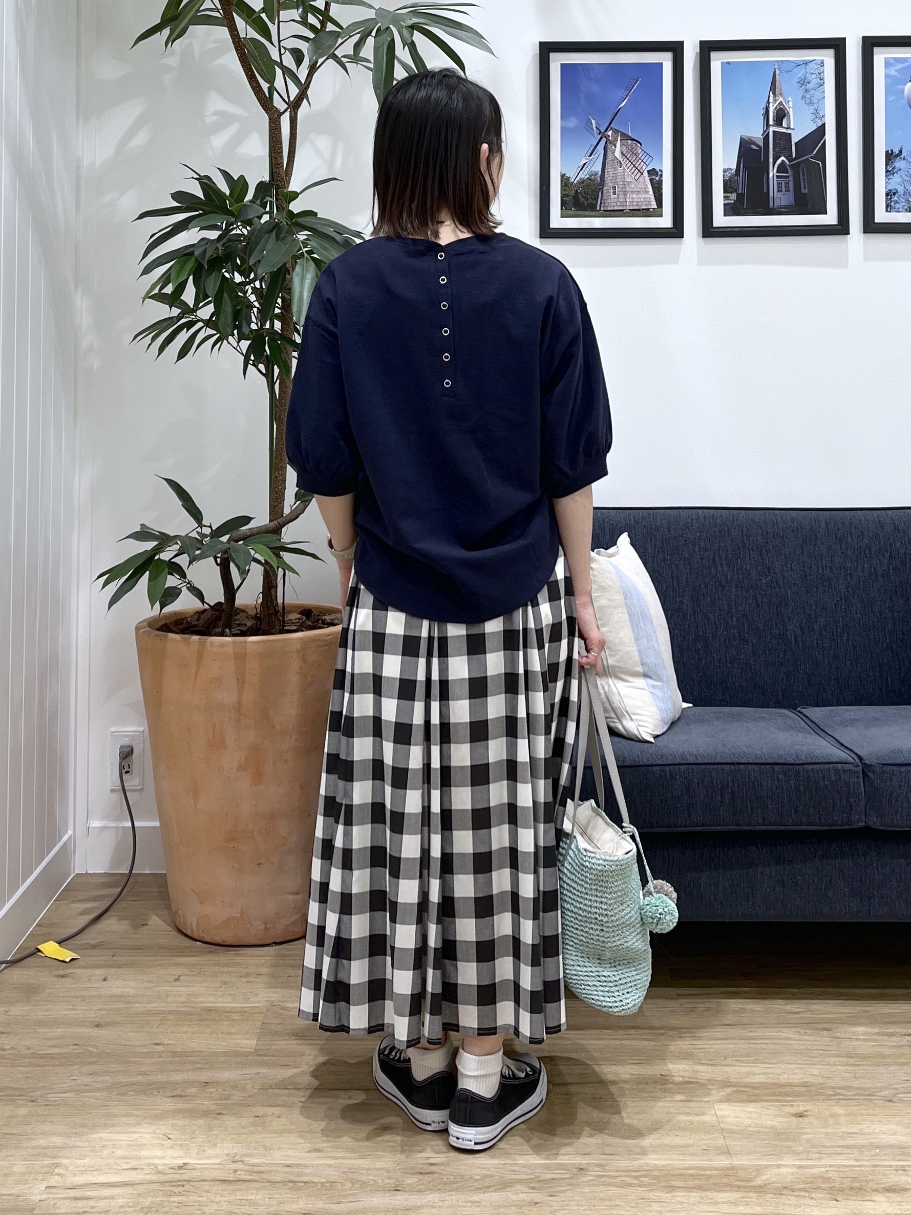 canaさんの「Dessin｜【360度可愛い】バックヘンリーカットソー5分袖」を使ったコーディネート