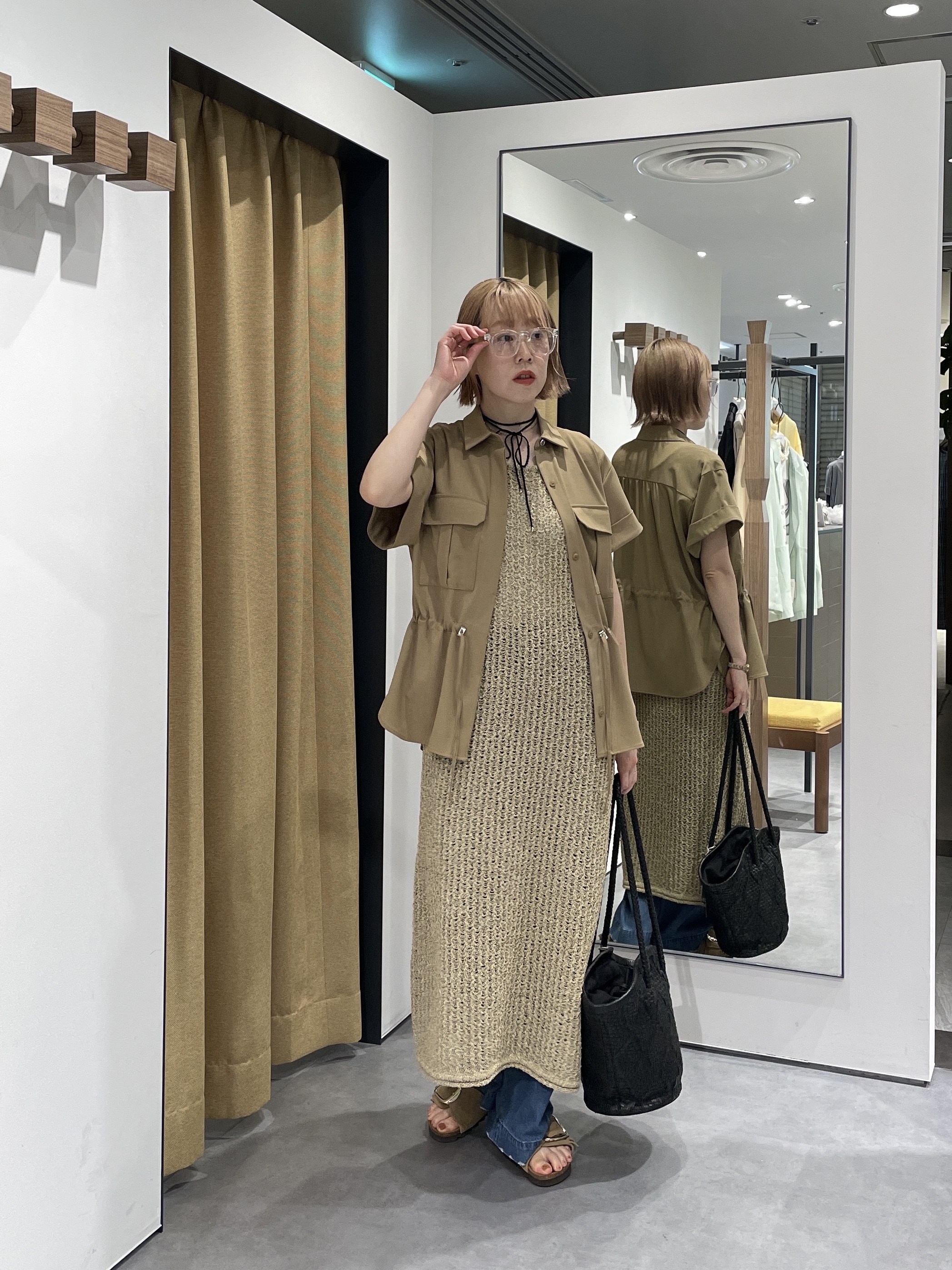 mikuさんの「INDIVI｜Comfy SET UP｜サファリシャツ【セットアップ対応／通勤／カセット服／接触冷感／UVカット】」を使ったコーディネート