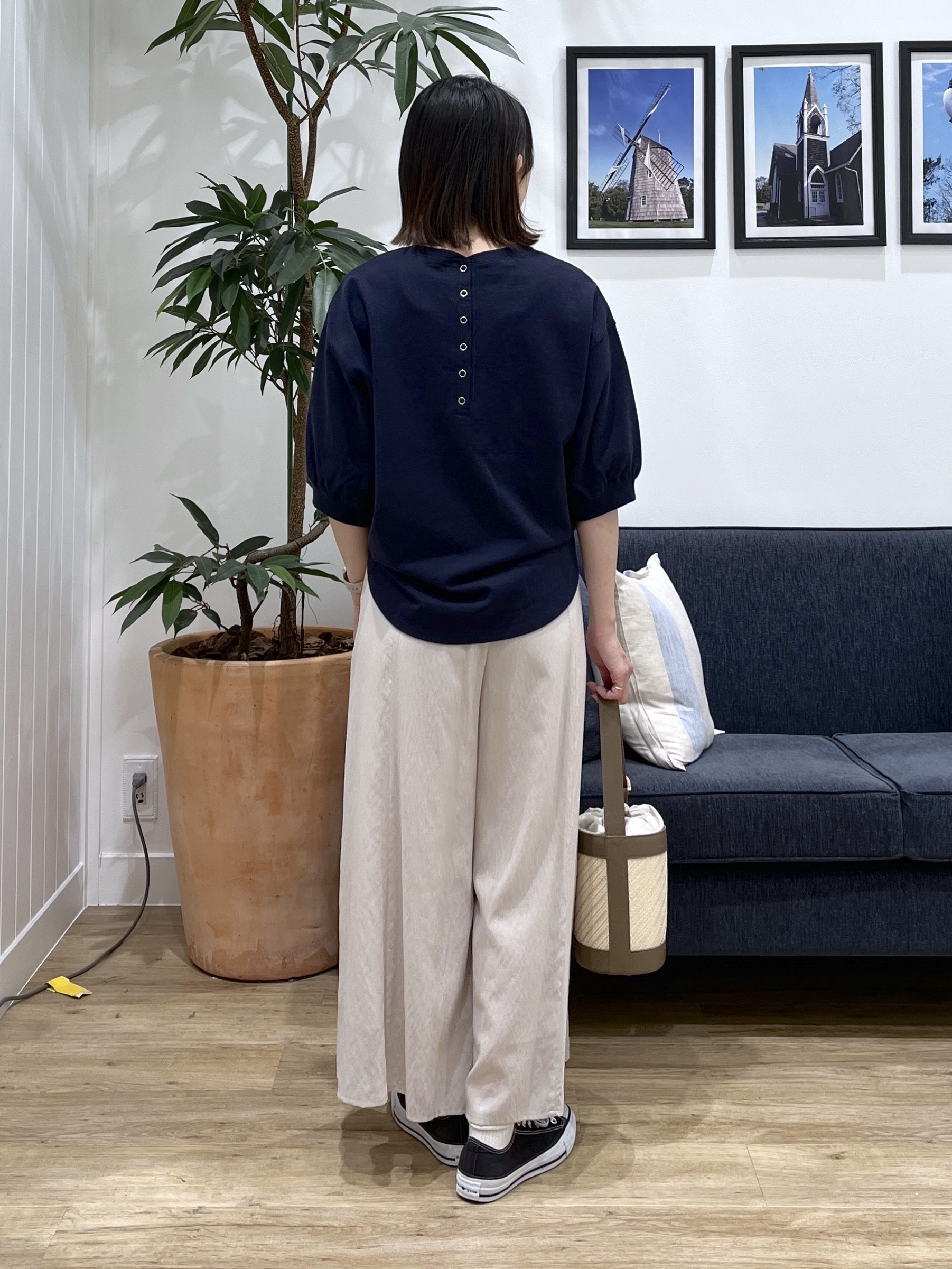 canaさんの「Dessin｜【360度可愛い】バックヘンリーカットソー5分袖」を使ったコーディネート