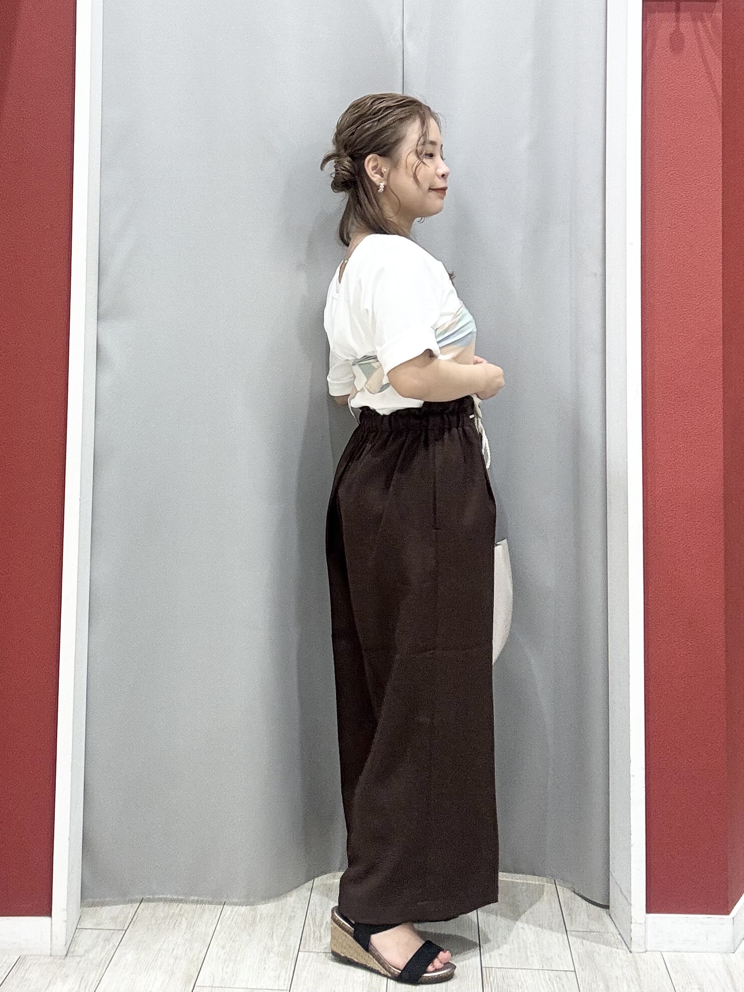 shioさんの「SHOO･LA･RUE｜【ネックアソート/洗濯機可】テレコ5分袖トップス」を使ったコーディネート