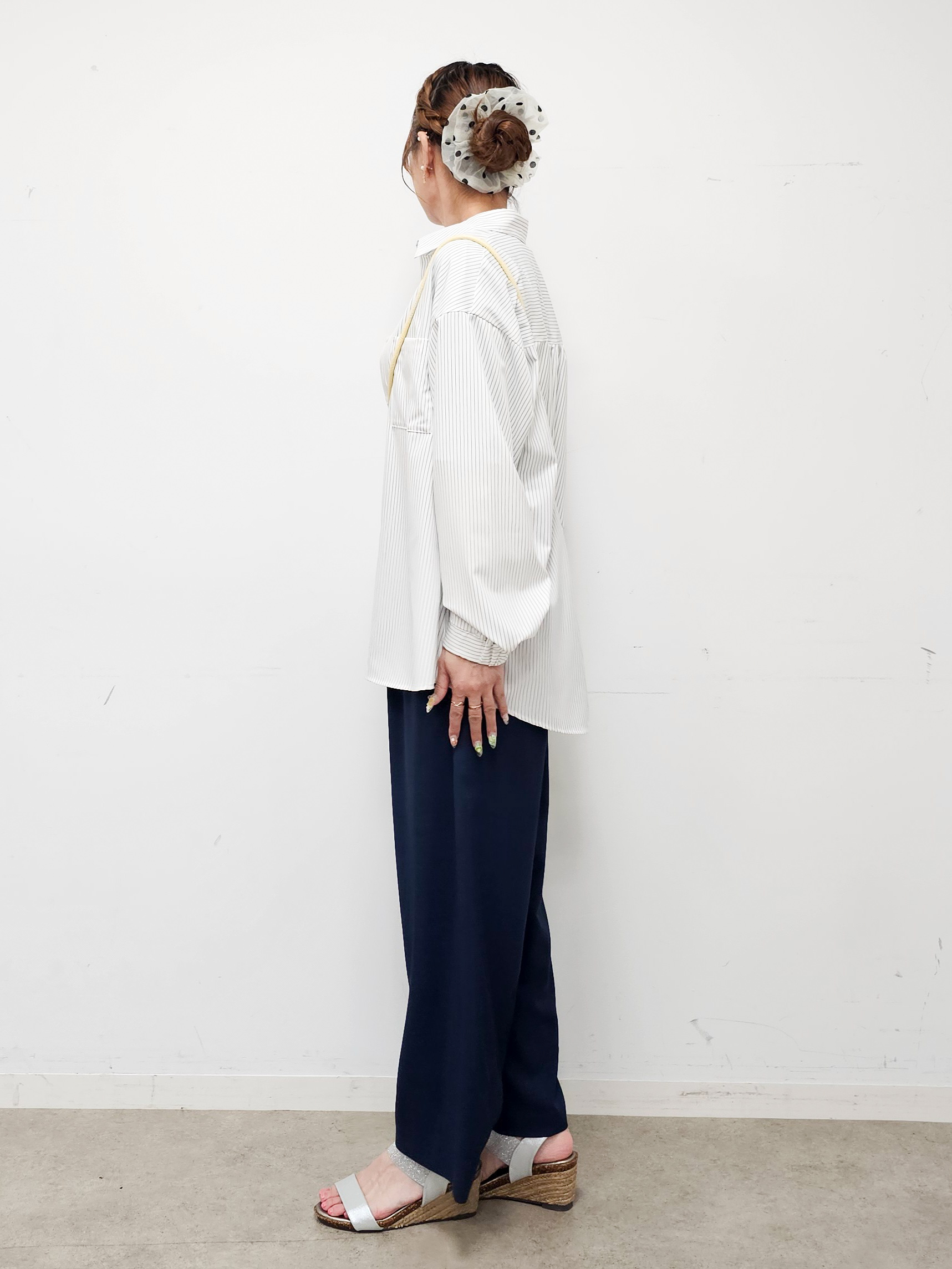 ゆゆさんの「SHOO･LA･RUE｜【UV/吸水速乾/洗濯後しわになりにくい】ラッシュガードにもなる ストライプシャツ」を使ったコーディネート