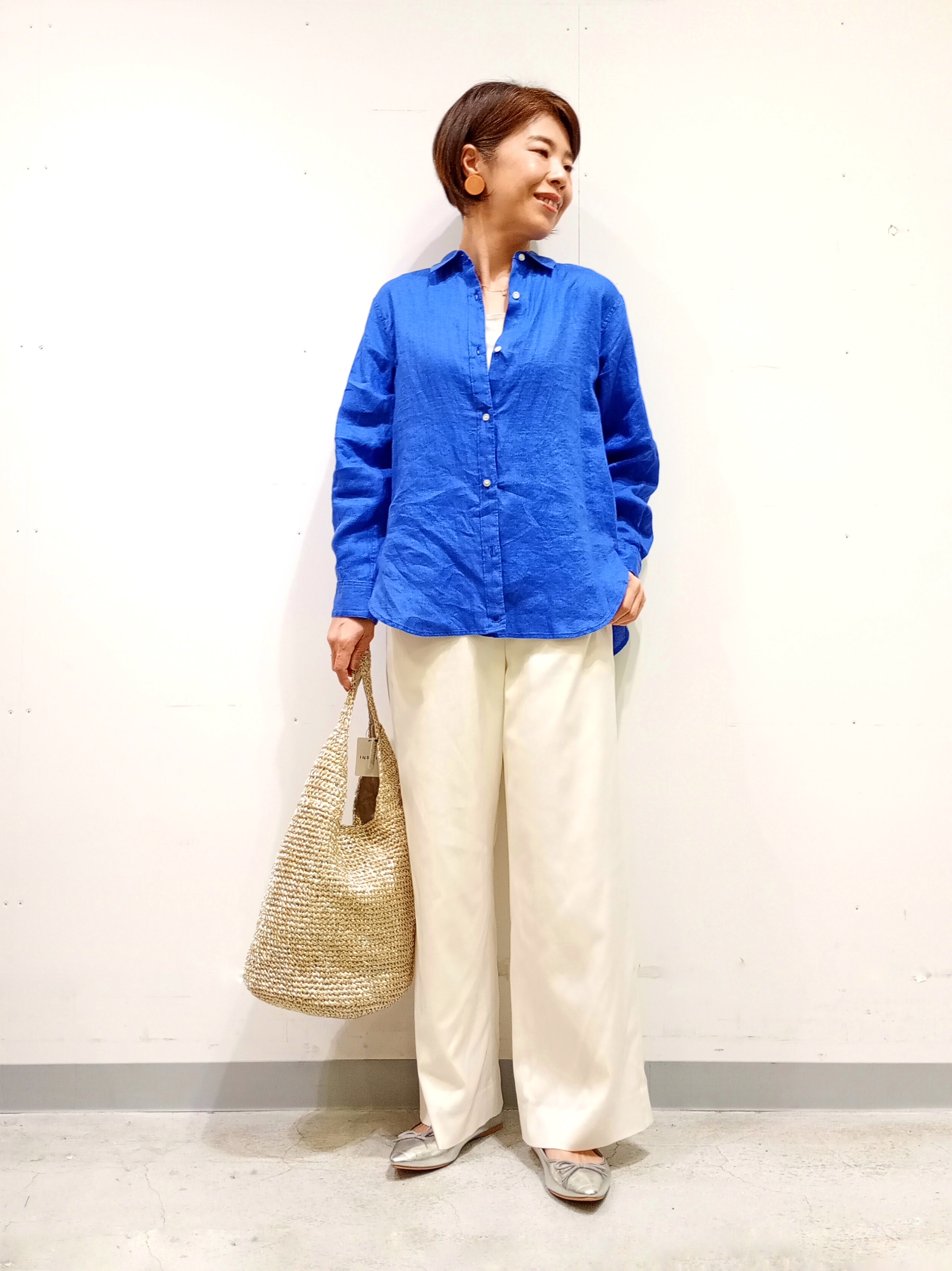 Kさんの「INDIVI｜【接触冷感／2WAY】カシュクールリネンシャツ」を使ったコーディネート