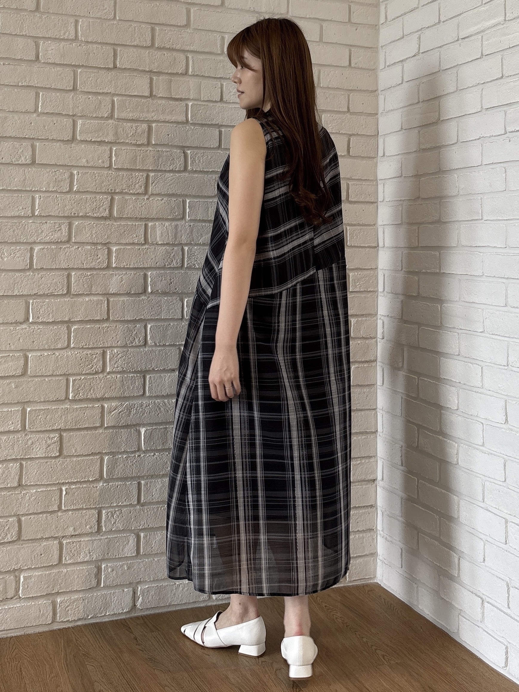 sayaさんの「grove｜【洗える・体型カバー】アートチェックワンピース」を使ったコーディネート