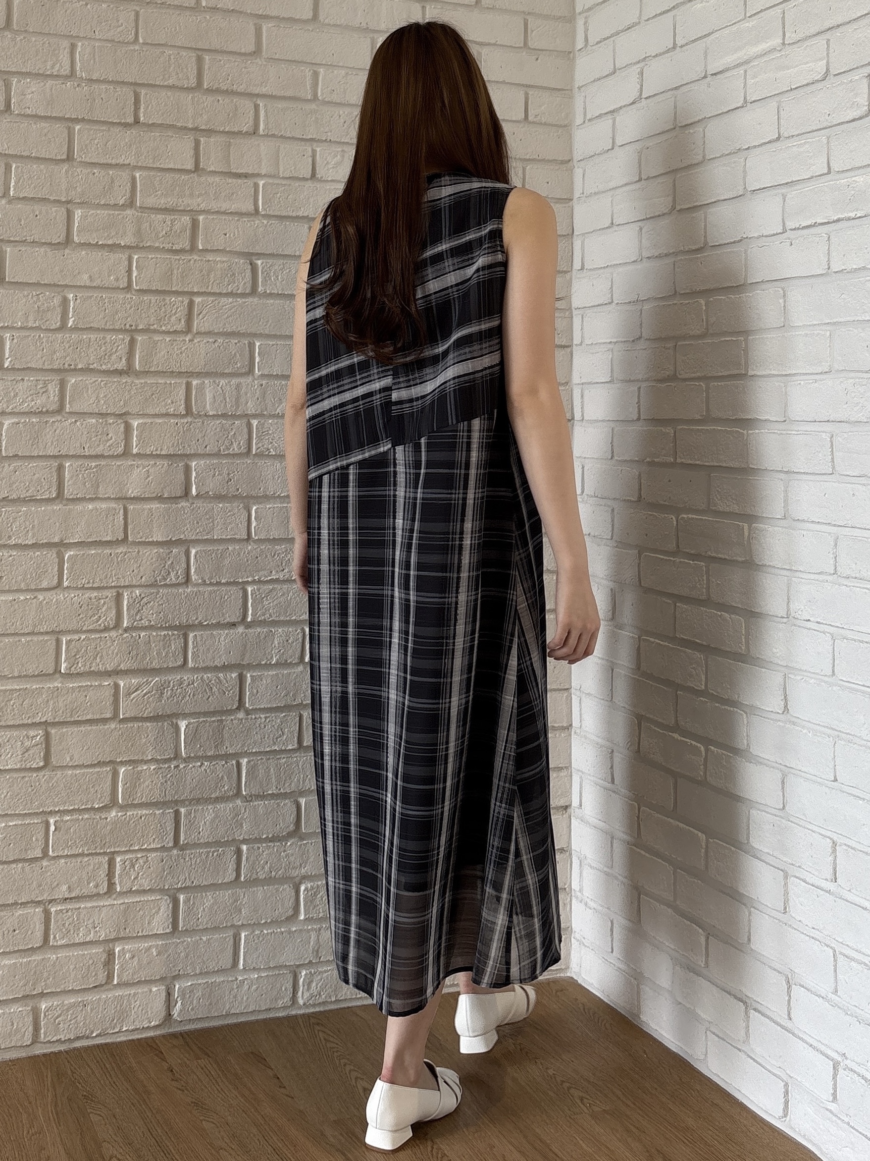 sayaさんの「grove｜【洗える・体型カバー】アートチェックワンピース」を使ったコーディネート