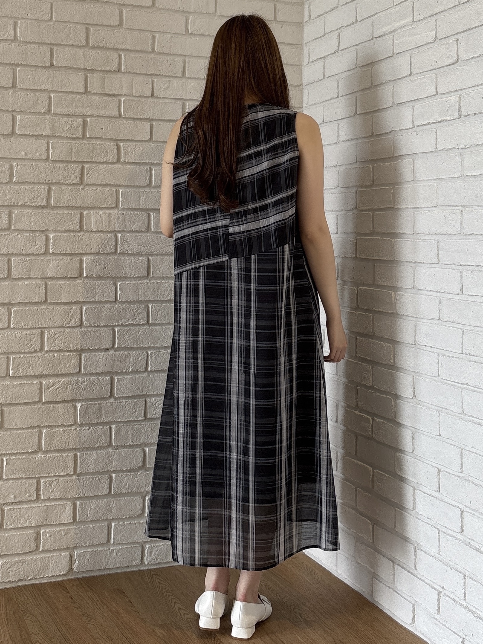 sayaさんの「grove｜【洗える・体型カバー】アートチェックワンピース」を使ったコーディネート