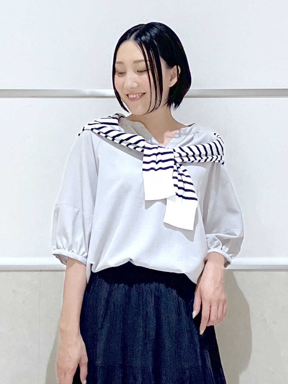 eriko さんの「Dessin｜【洗える】スキッパーライトブラウス」を使ったコーディネート
