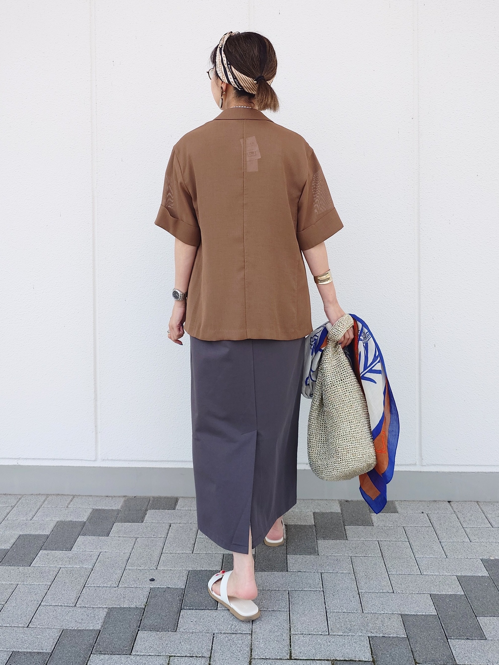 MUTSUKOさんの「UNTITLED｜【洗える／メッシュ素材／SETUP可能】半袖シアージャケット」を使ったコーディネート
