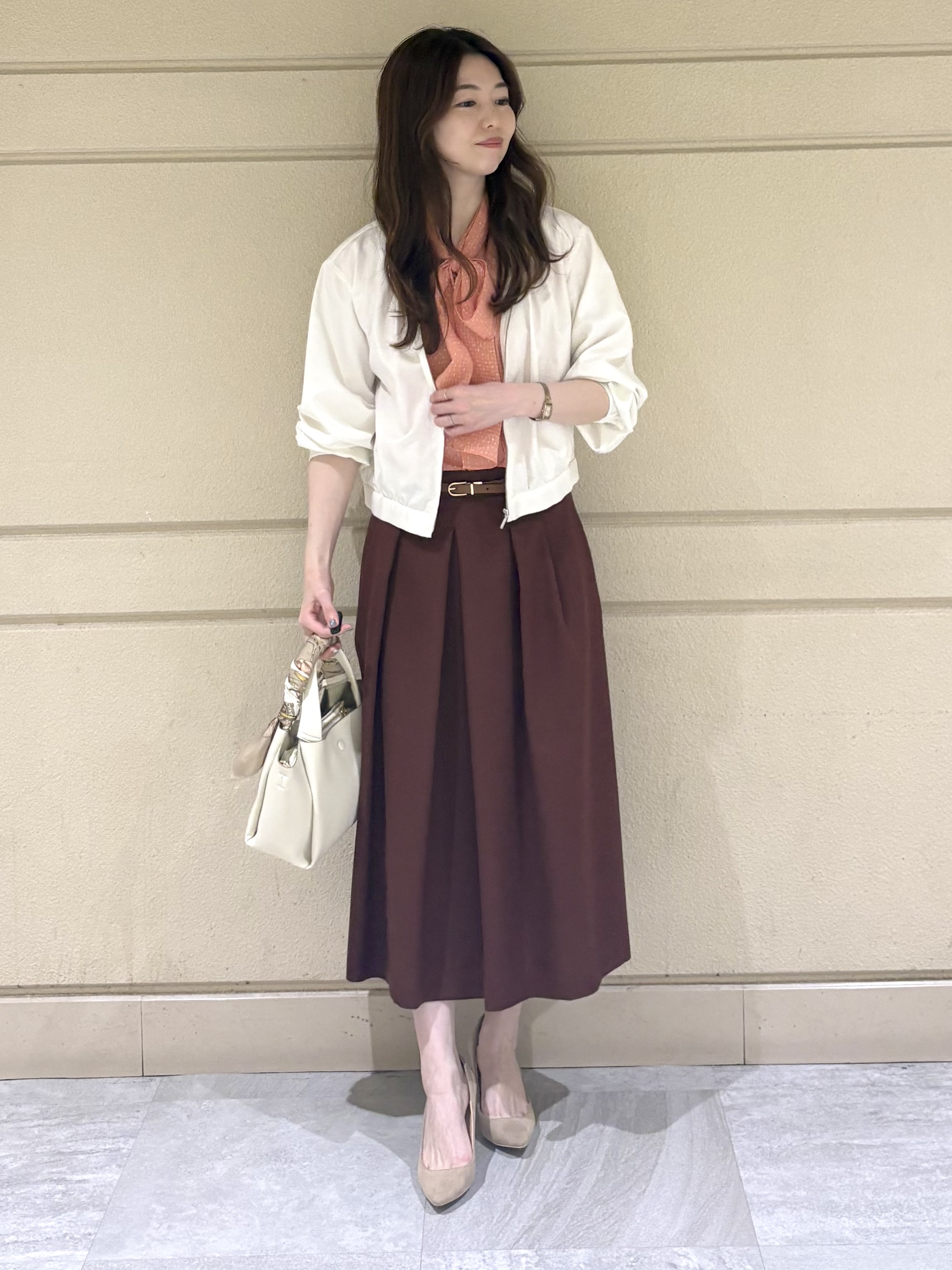 sakiさんの「COUP DE CHANCE｜【手洗い可／軽量】ノーカラーブルゾン」を使ったコーディネート