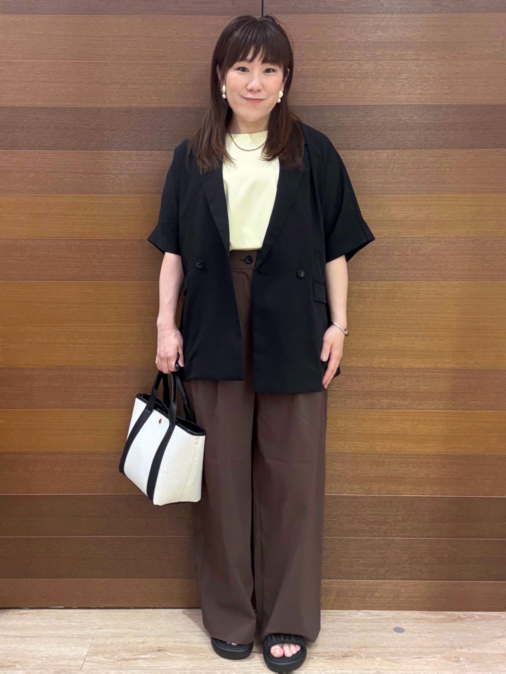 maichiさんの「OPAQUE.CLIP｜【接触冷感／吸水速乾／防シワ】リネンライクテーラードジャケット《洗濯機OK》」を使ったコーディネート
