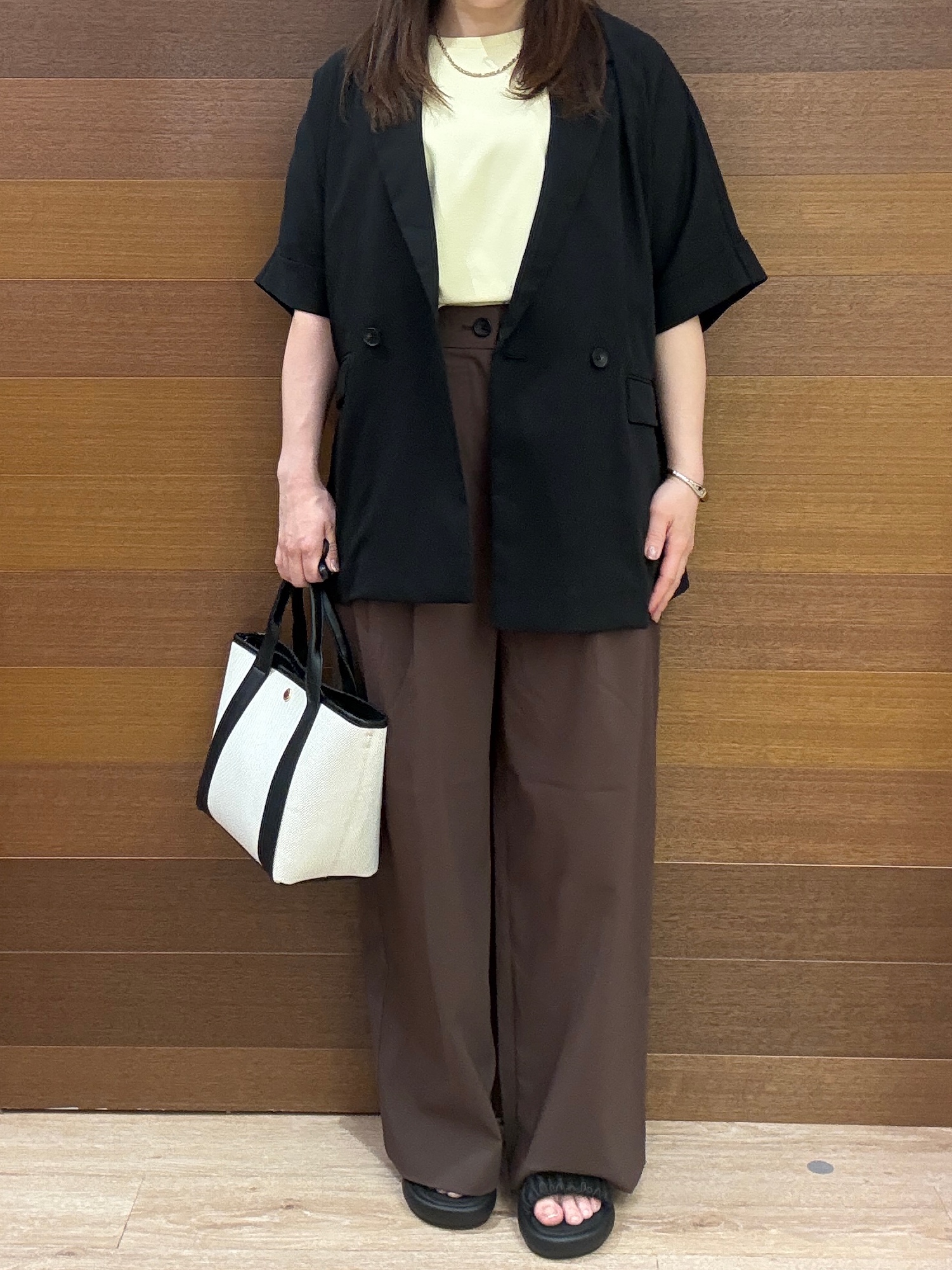 maichiさんの「OPAQUE.CLIP｜【接触冷感／吸水速乾／防シワ】リネンライクテーラードジャケット《洗濯機OK》」を使ったコーディネート