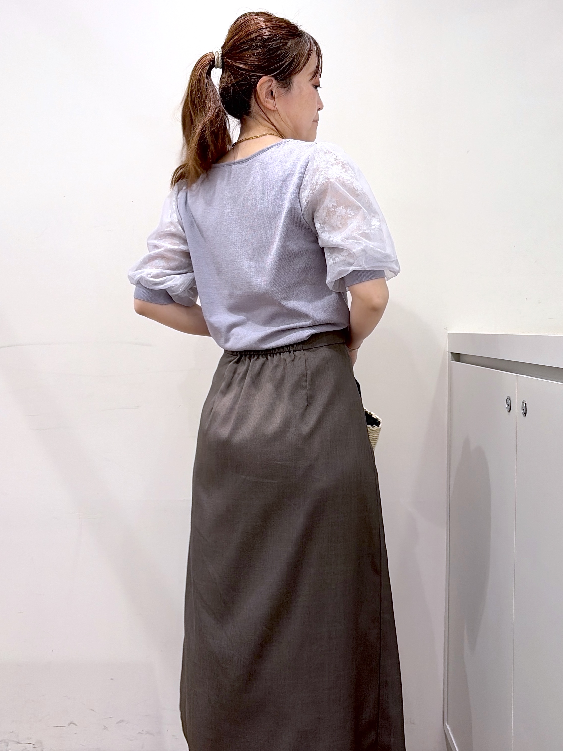 Junさんの「index｜【UVケア】レーススリーブハートネックニット《洗濯機OK／抗ピル／XS～LL》」を使ったコーディネート