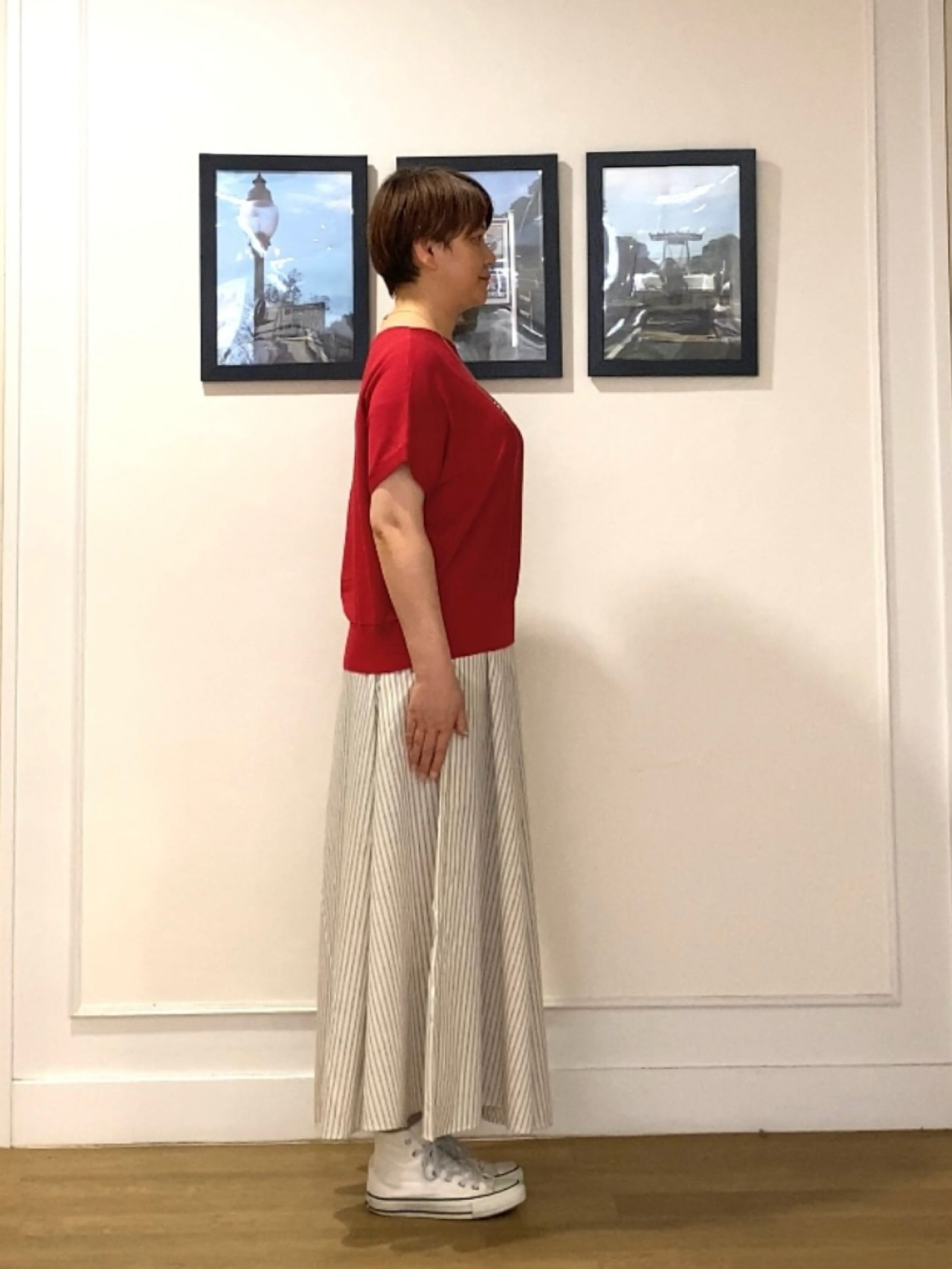 Hiroさんの「Dessin｜【洗える】後ろボタンフレンチスリーブニット」を使ったコーディネート