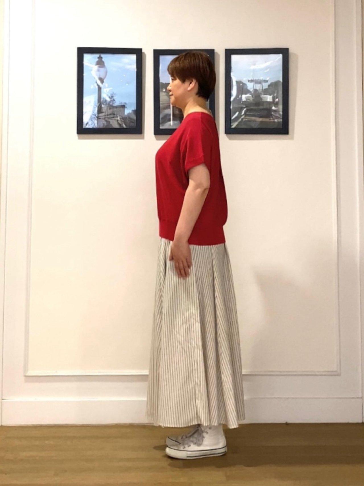 Hiroさんの「Dessin｜【洗える】後ろボタンフレンチスリーブニット」を使ったコーディネート