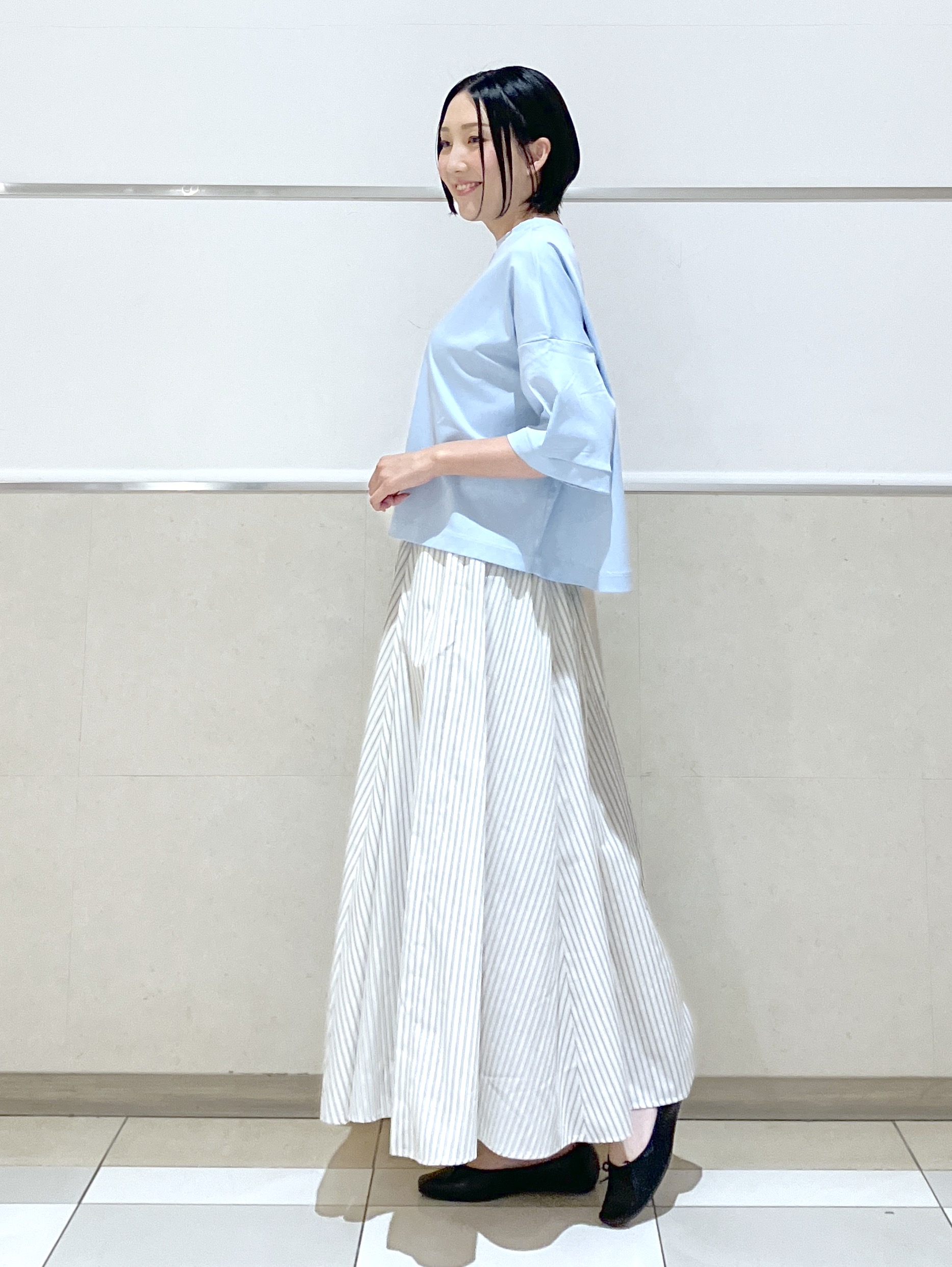 eriko さんの「Dessin｜【体型カバー】美光沢カットソーボクシーシルエット」を使ったコーディネート