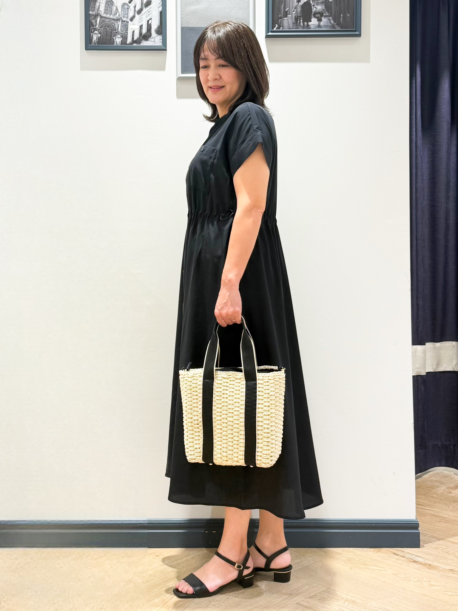 Lilyさんの「grove｜【洗える/体型カバー】ウエストドロストワンピース」を使ったコーディネート
