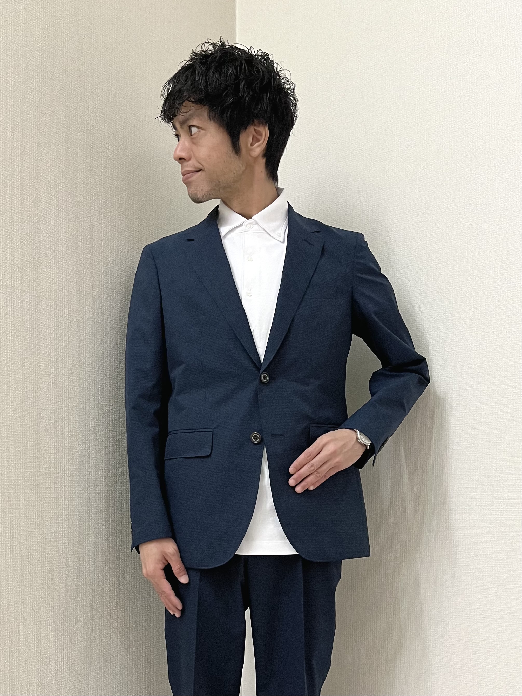 URAさんの「TAKEO KIKUCHI｜【抗菌防臭】COOL DOTS（R）ドビープリント ジャケット」を使ったコーディネート