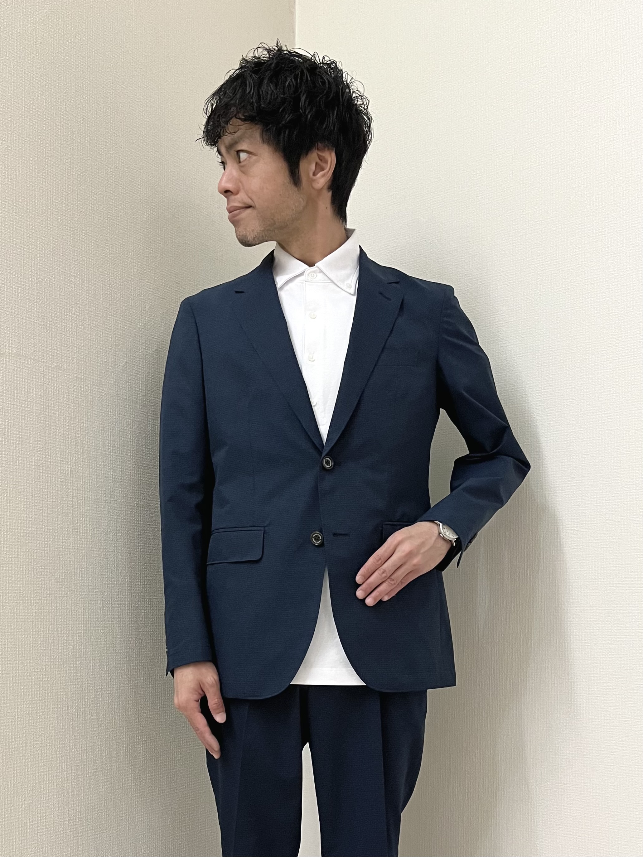 URAさんの「TAKEO KIKUCHI｜【抗菌防臭】COOL DOTS（R）ドビープリント ジャケット」を使ったコーディネート