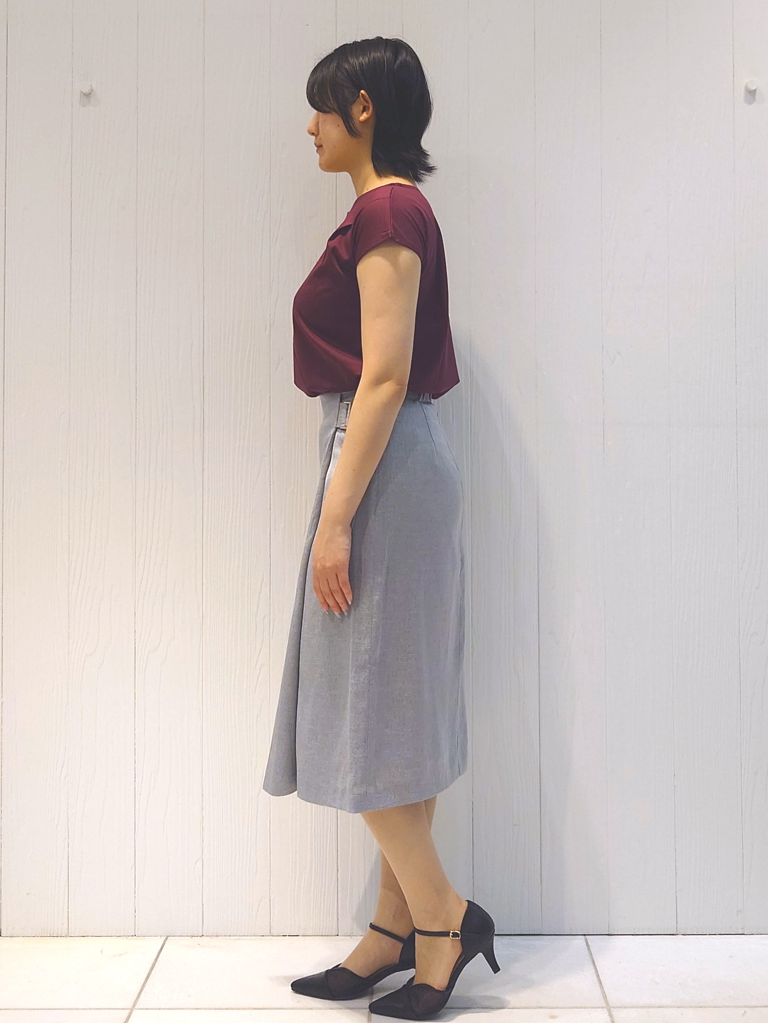 haruさんの「index｜【接触冷感】ビジューキーネックフレンチトップス《UVケア／洗濯機OK／XS～3L／8col》」を使ったコーディネート