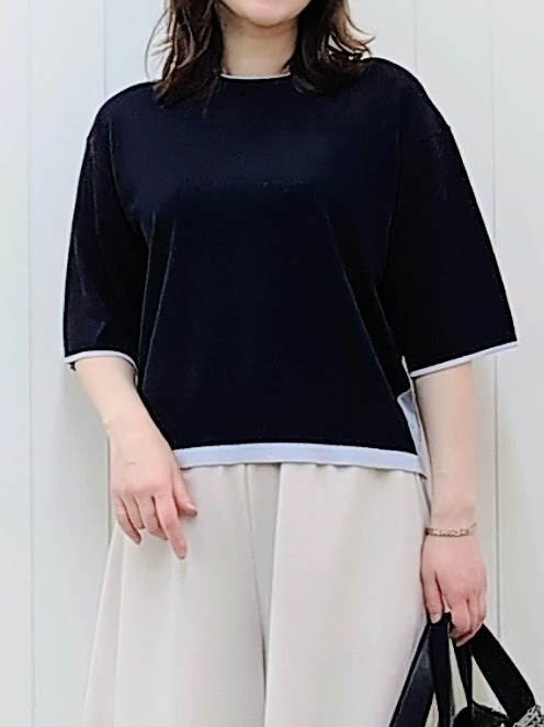 itoさんの「Dessin｜【洗える】バイカラーボクシーシルエットニット」を使ったコーディネート
