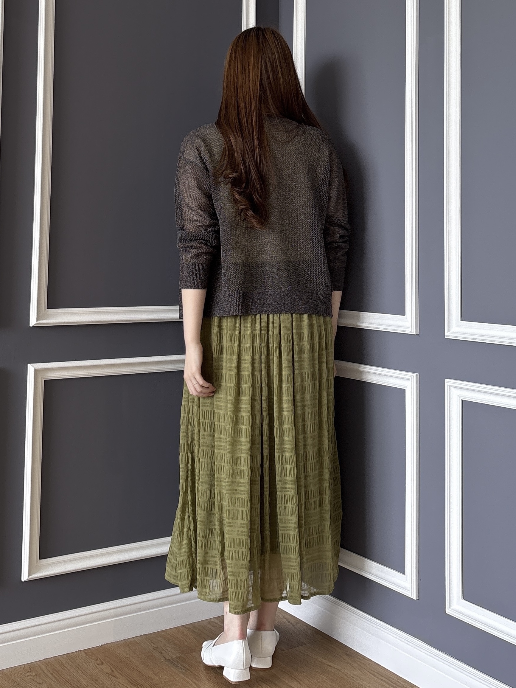 sayaさんの「grove｜ラメメッシュキーネックカーディガン」を使ったコーディネート