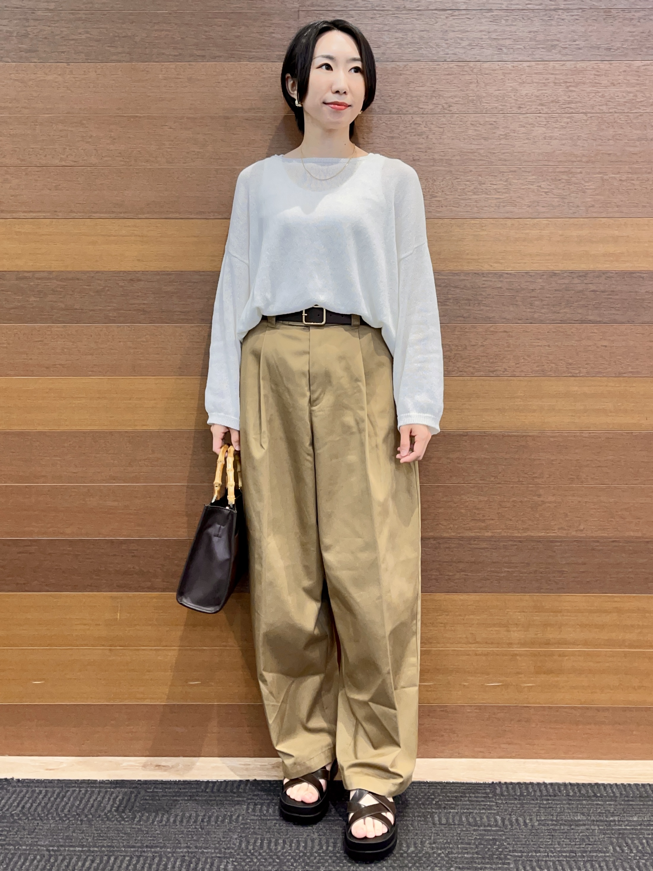 umiさんの「OPAQUE.CLIP｜麻混リラクシーニット【洗濯機OK】」を使ったコーディネート