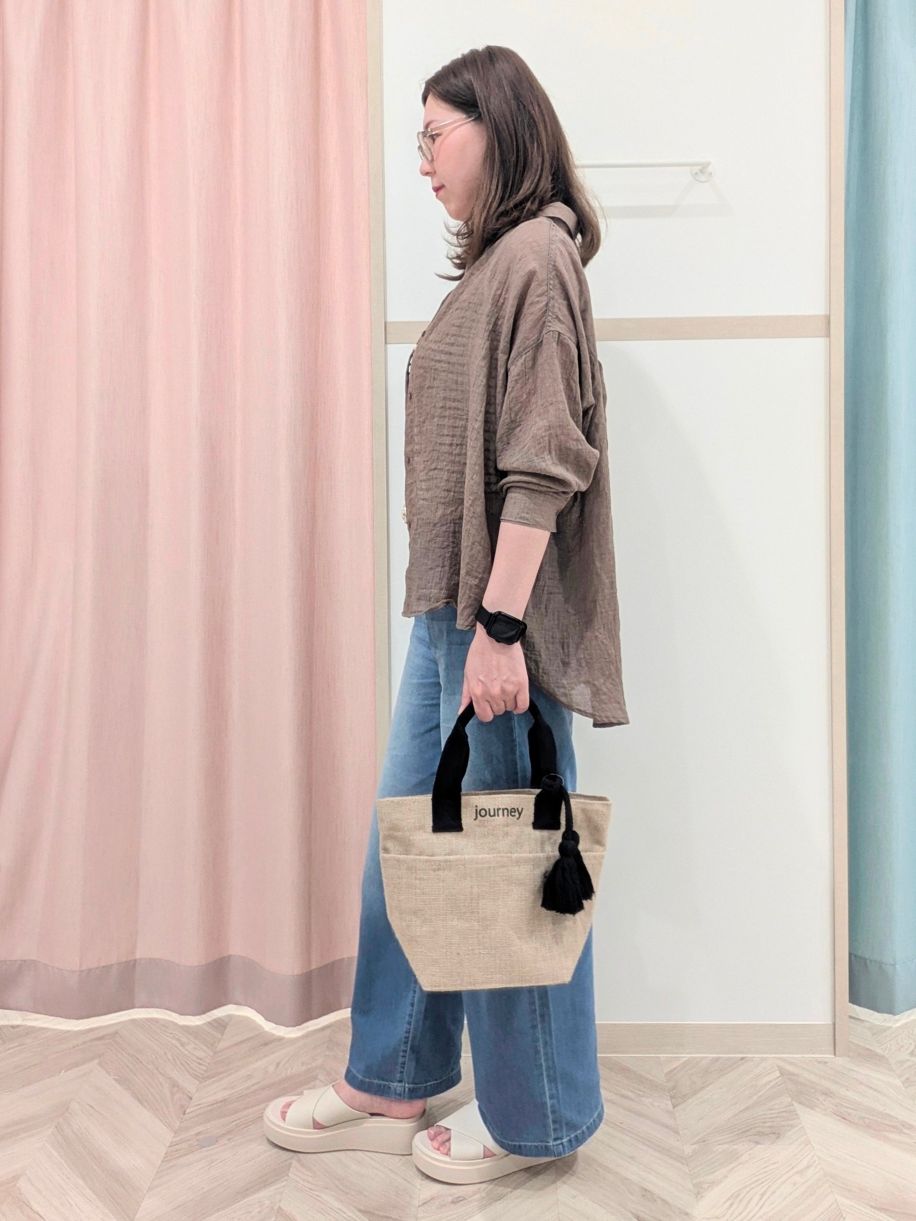 miyuさんの「SHOO･LA･RUE｜【前後2WAY/洗濯機可/S-LL】スクエアネックで小顔効果 ランダムテレコタンクトップ」を使ったコーディネート