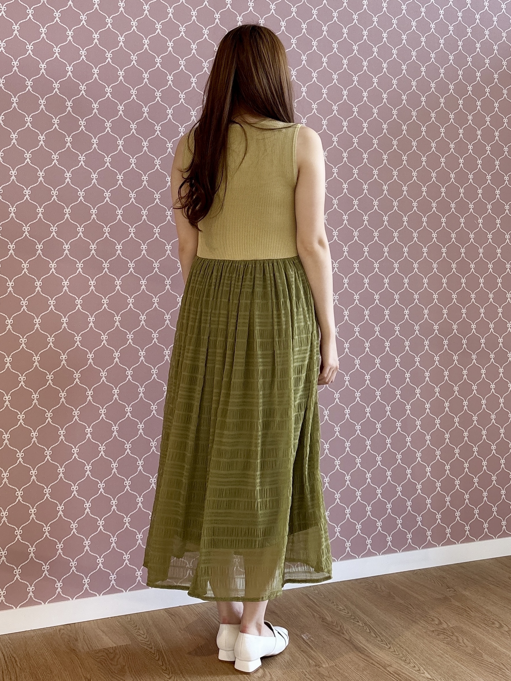 sayaさんの「grove｜お出かけをもっと楽しく。リブニット&times;チュール ドッキングワンピース」を使ったコーディネート