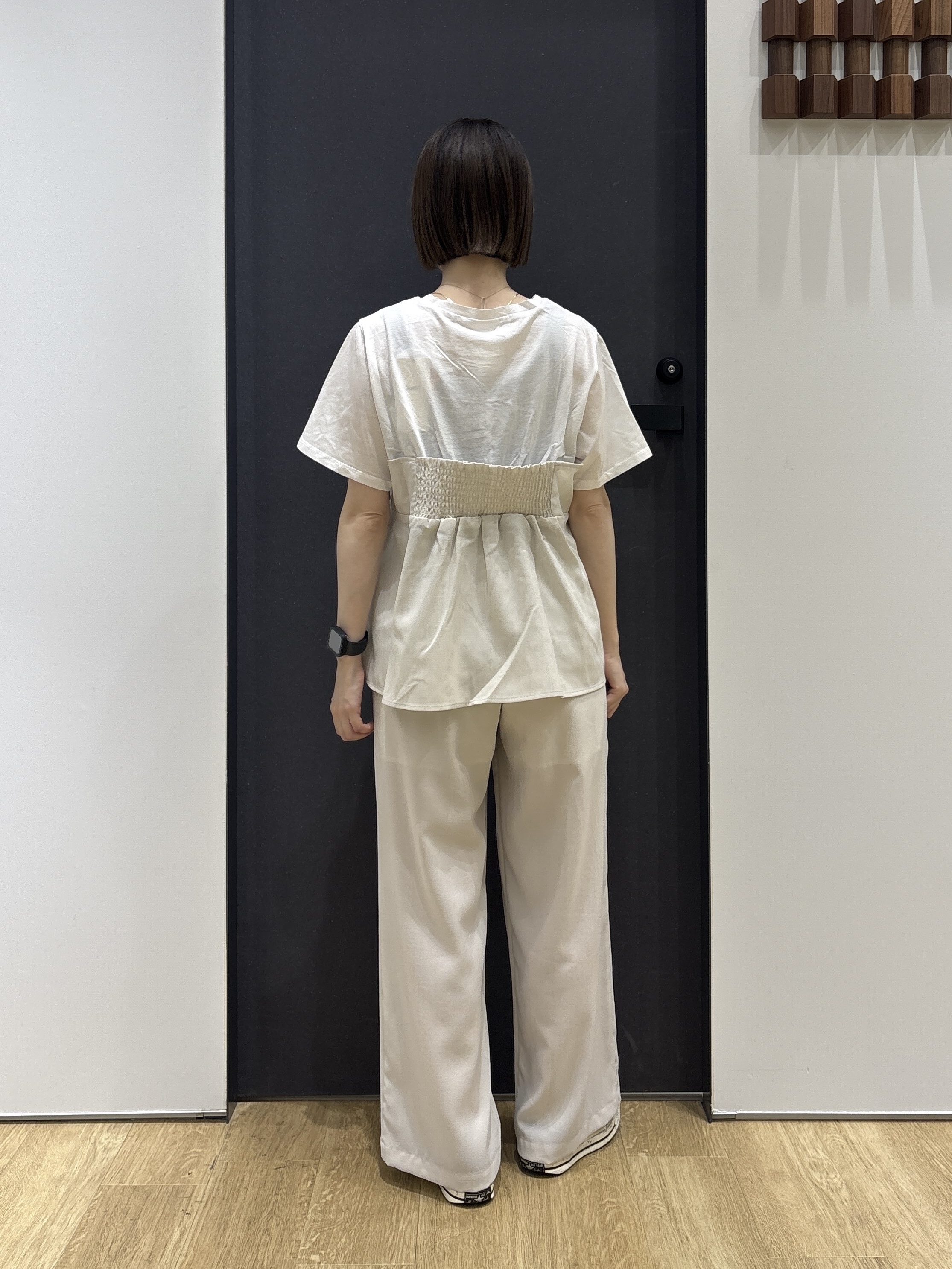risaさんの「Dessin｜【セットアップ可/UVカット/洗える】ビスチェドッキングTシャツ」を使ったコーディネート