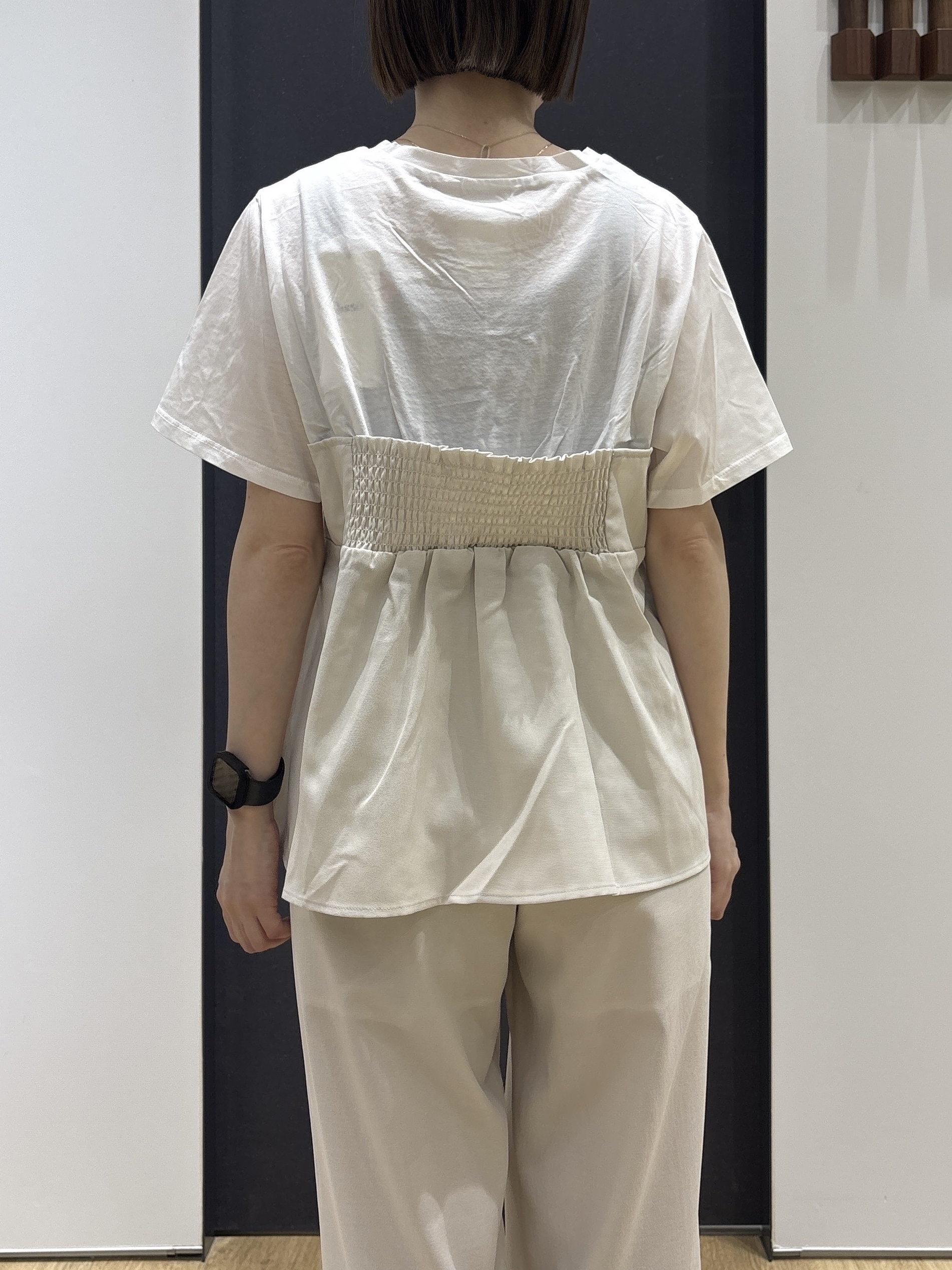risaさんの「Dessin｜【セットアップ可/UVカット/洗える】ビスチェドッキングTシャツ」を使ったコーディネート