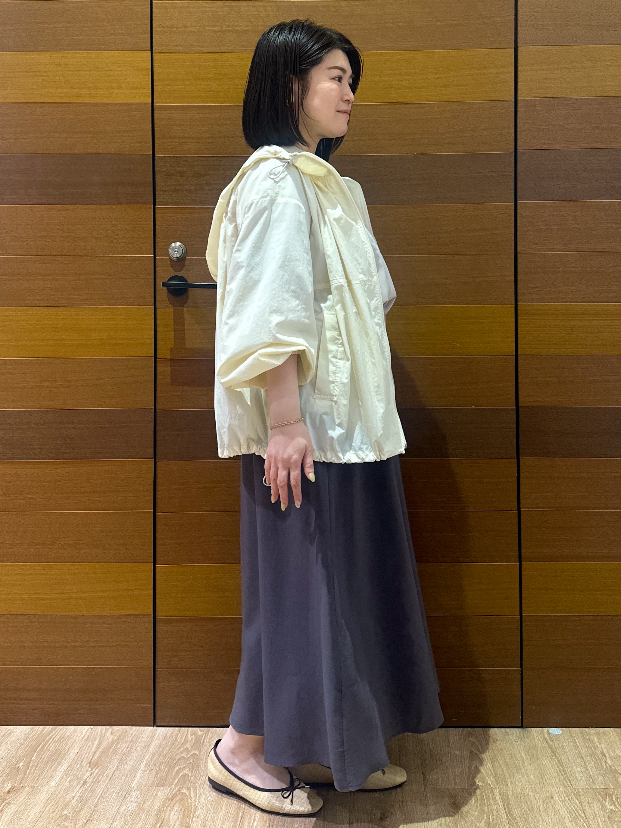 Minさんの「OPAQUE.CLIP｜【UV／撥水】ライトフーディブルゾン《洗濯機OK》」を使ったコーディネート