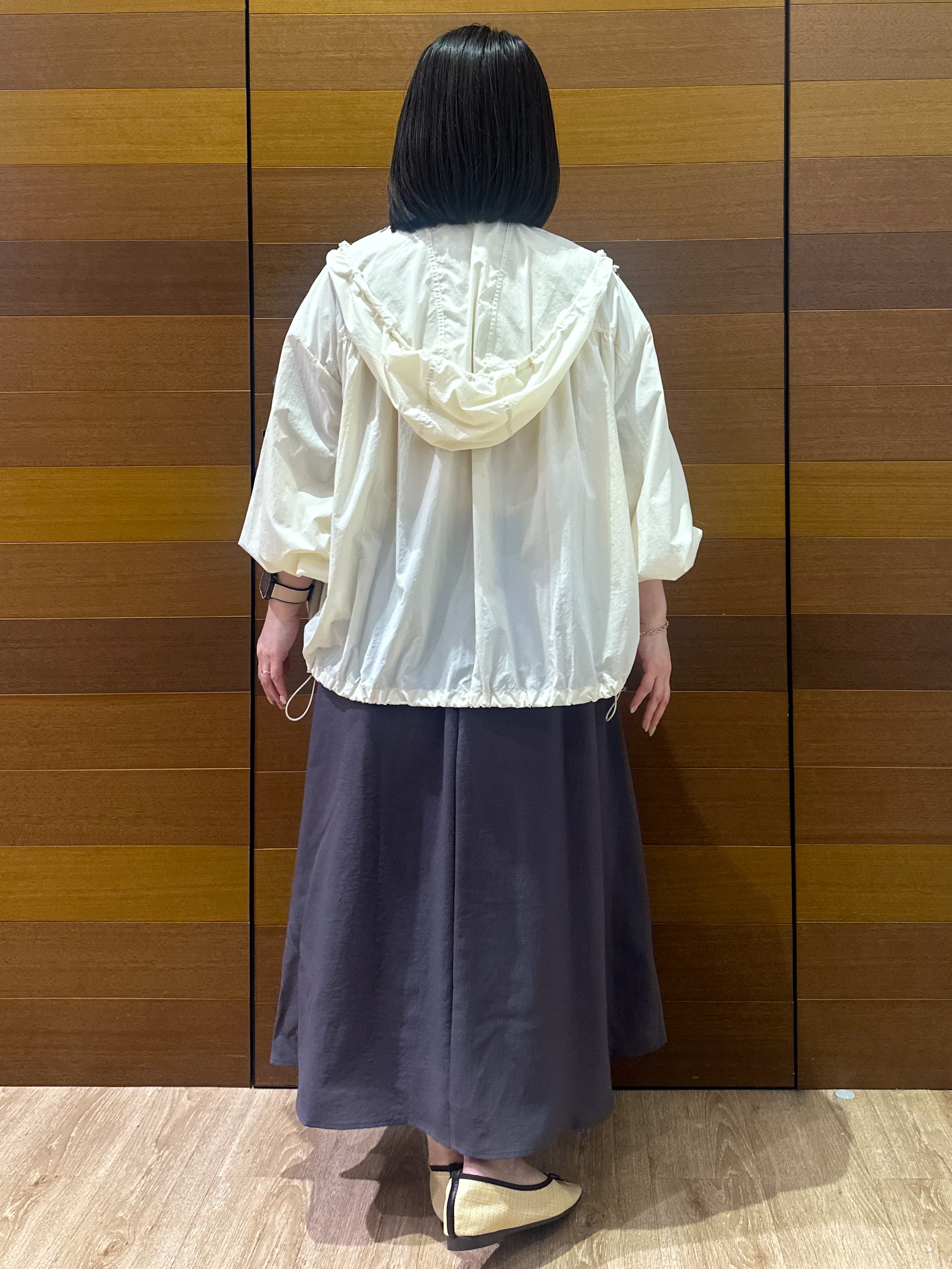 Minさんの「OPAQUE.CLIP｜【UV／撥水】ライトフーディブルゾン《洗濯機OK》」を使ったコーディネート