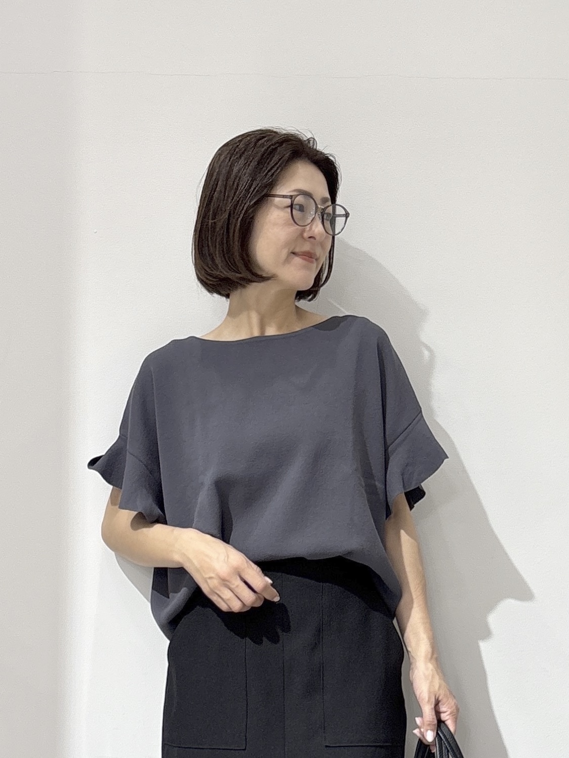 NAKAさんの「OPAQUE.CLIP｜【UV／遮熱性】フリルスリーブニット《7col／洗濯機OK》」を使ったコーディネート