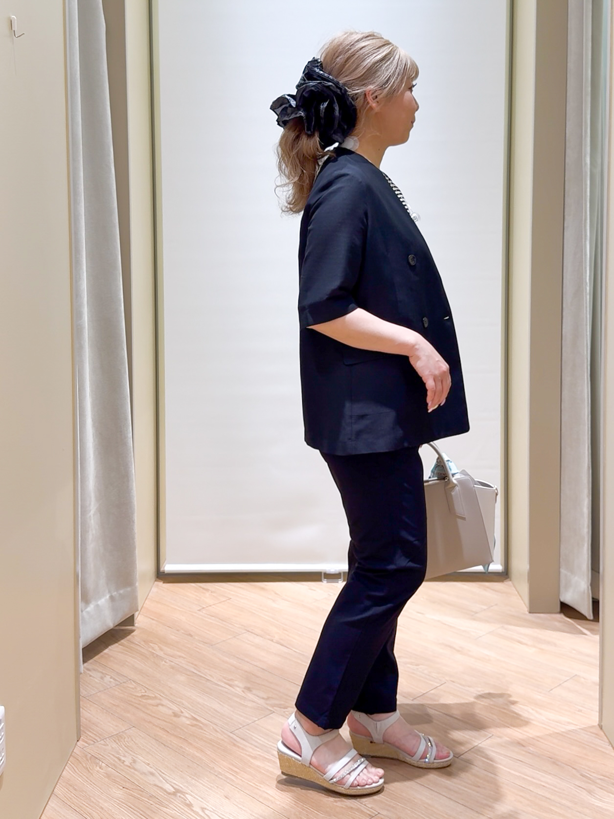 Harukaさんの「grove｜【洗濯機OK/ひんやり】軽く羽織れるハーフスリーブジャケット」を使ったコーディネート