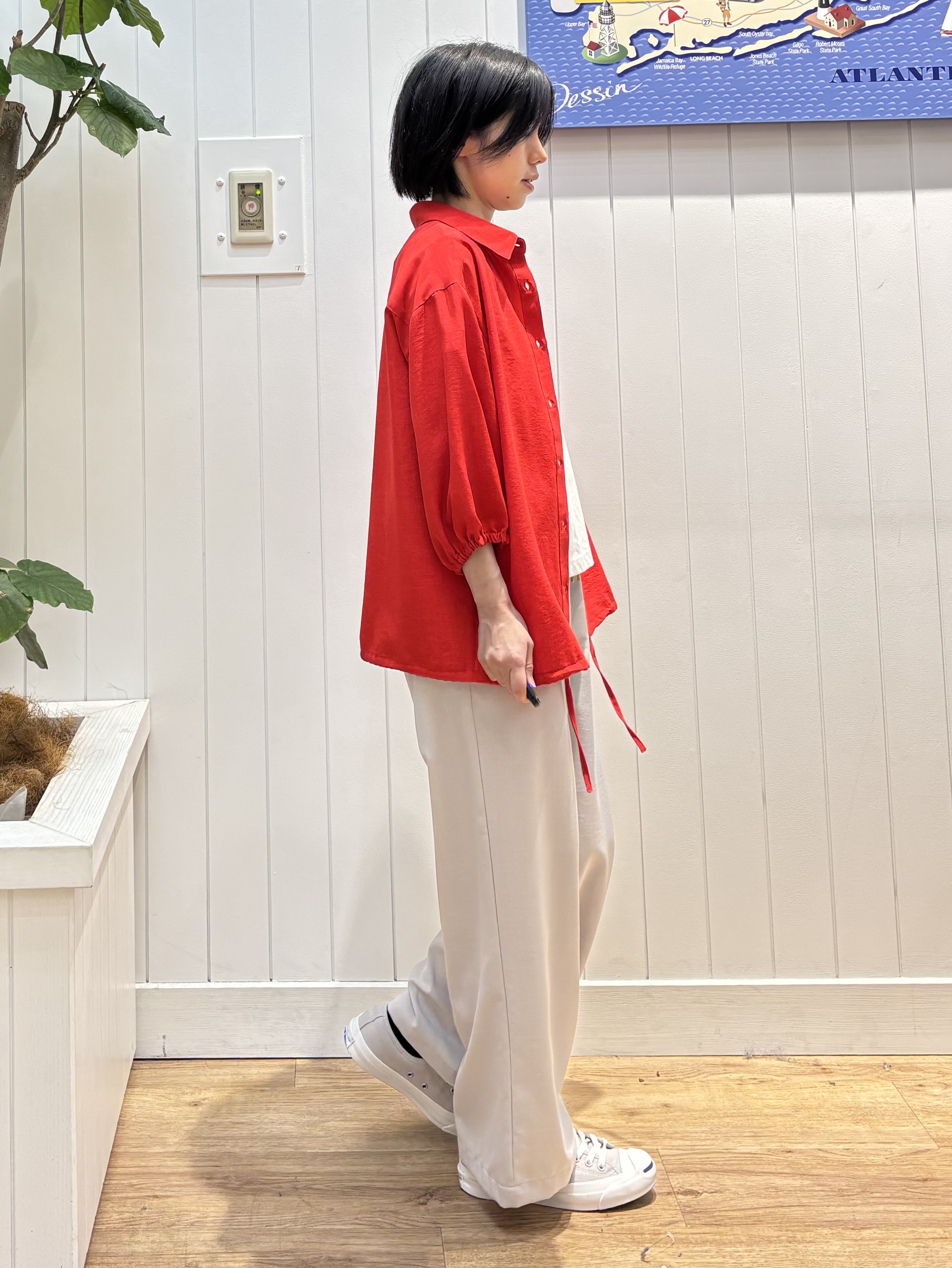 OKADAさんの「Dessin｜【UVカット/接触冷感】ドロストシャツブラウス」を使ったコーディネート