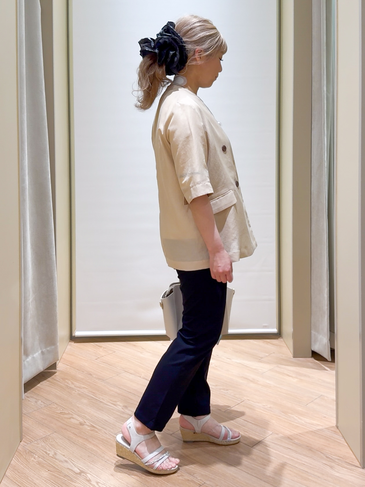 Harukaさんの「grove｜【洗濯機OK/ひんやり】軽く羽織れるハーフスリーブジャケット」を使ったコーディネート