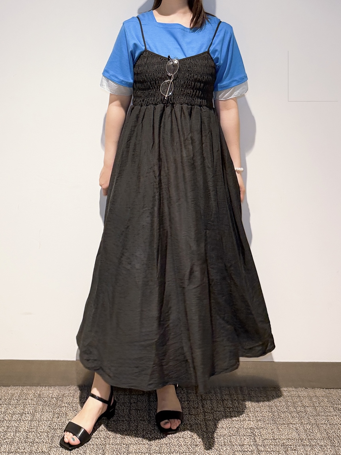 みーさんの「grove｜【二の腕カバー/UVカット】袖口シアースクエアネックTシャツ」を使ったコーディネート