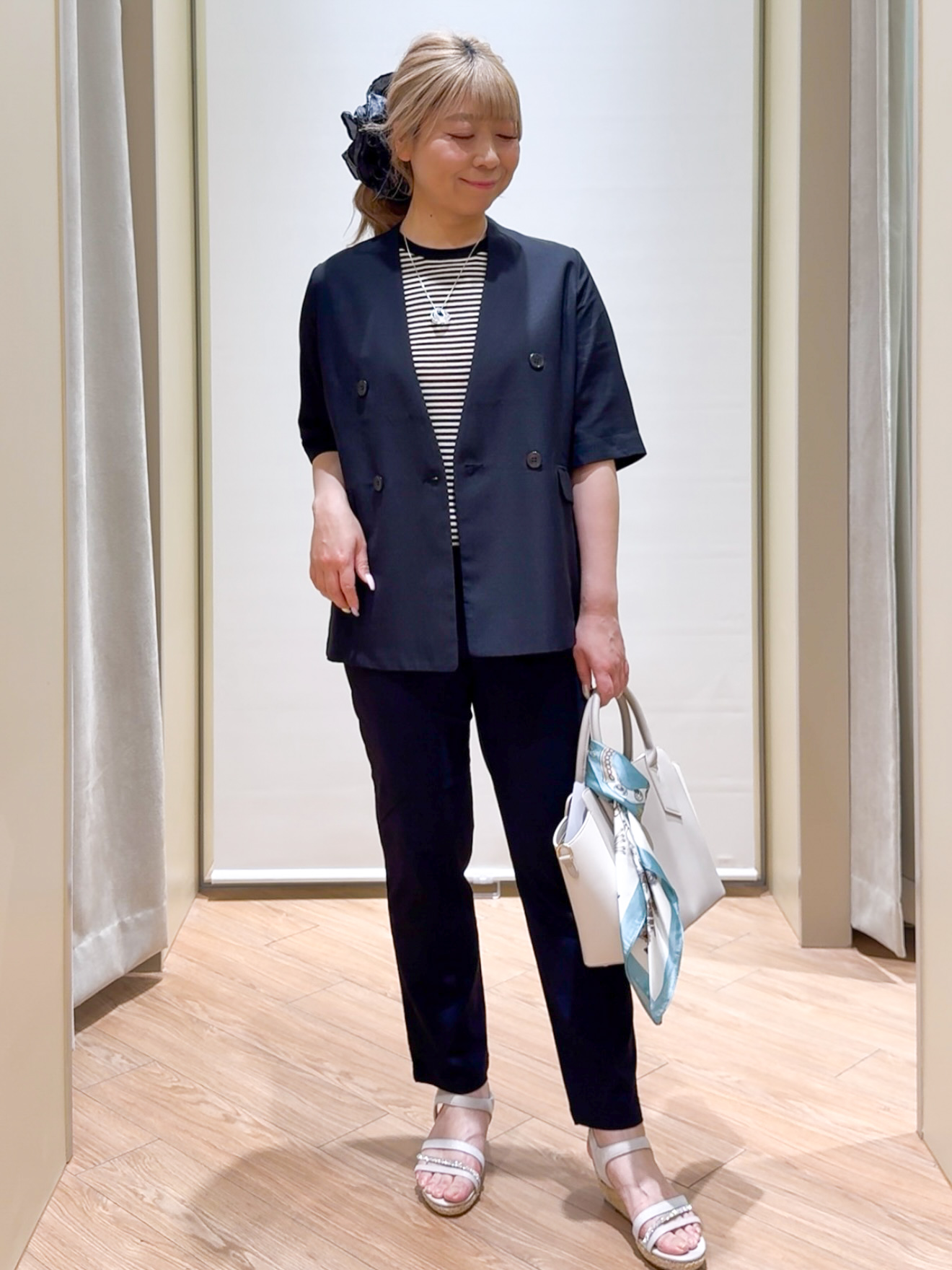 Harukaさんの「grove｜【洗濯機OK/ひんやり】軽く羽織れるハーフスリーブジャケット」を使ったコーディネート