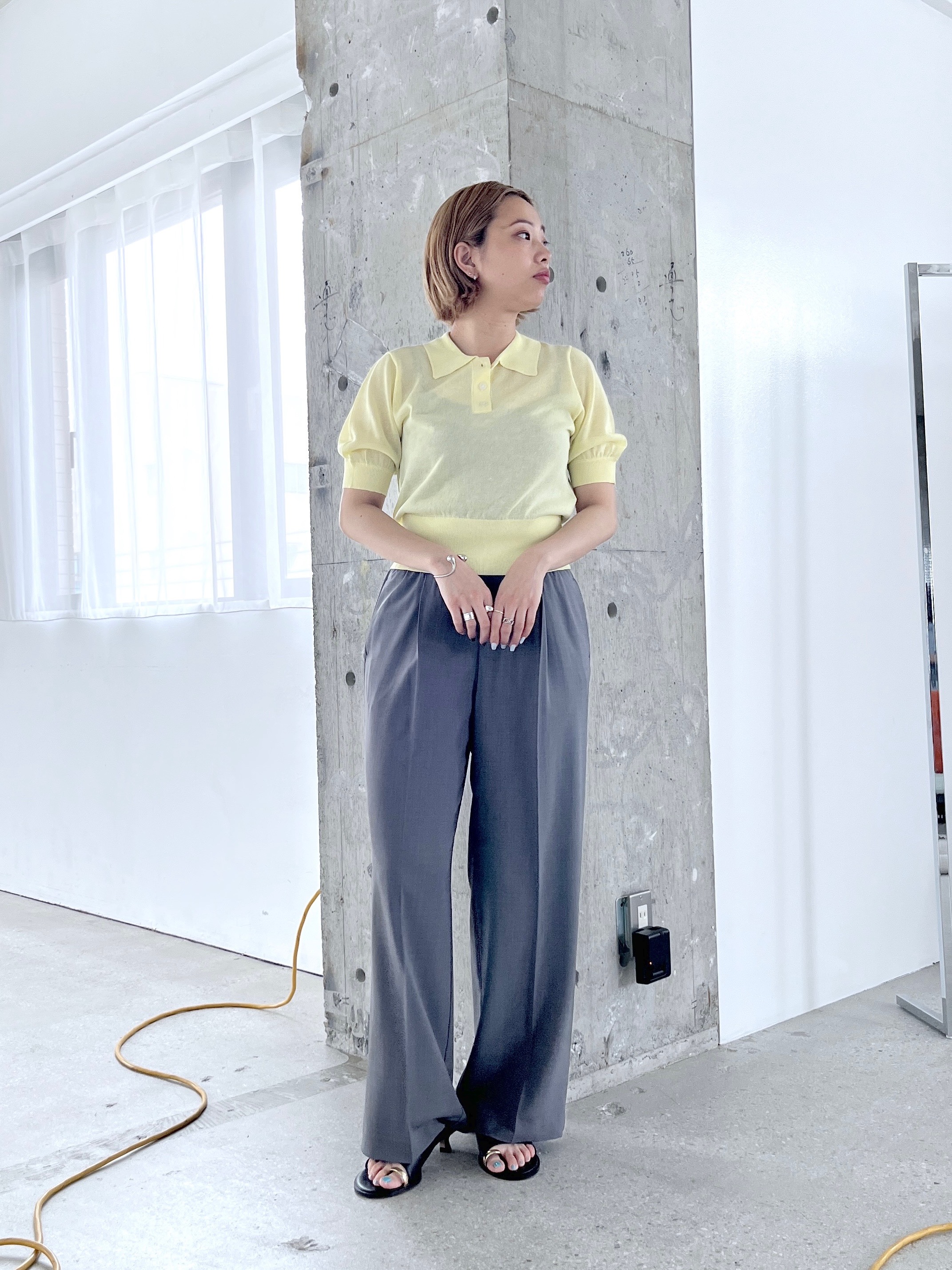 Harukaさんの「INDIVI｜フォルムスリーブポロニット」を使ったコーディネート