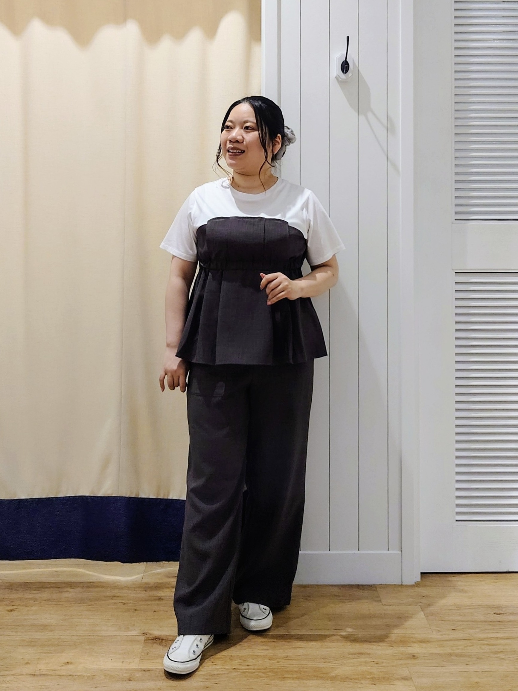 Haraさんの「Dessin｜【セットアップ可/UVカット/洗える】ビスチェドッキングTシャツ」を使ったコーディネート