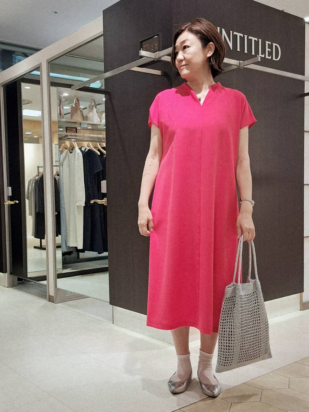 姉さんさんの「UNTITLED｜【UV/接触冷感/遮熱/通気性】スラブバンドカラーワンピース」を使ったコーディネート