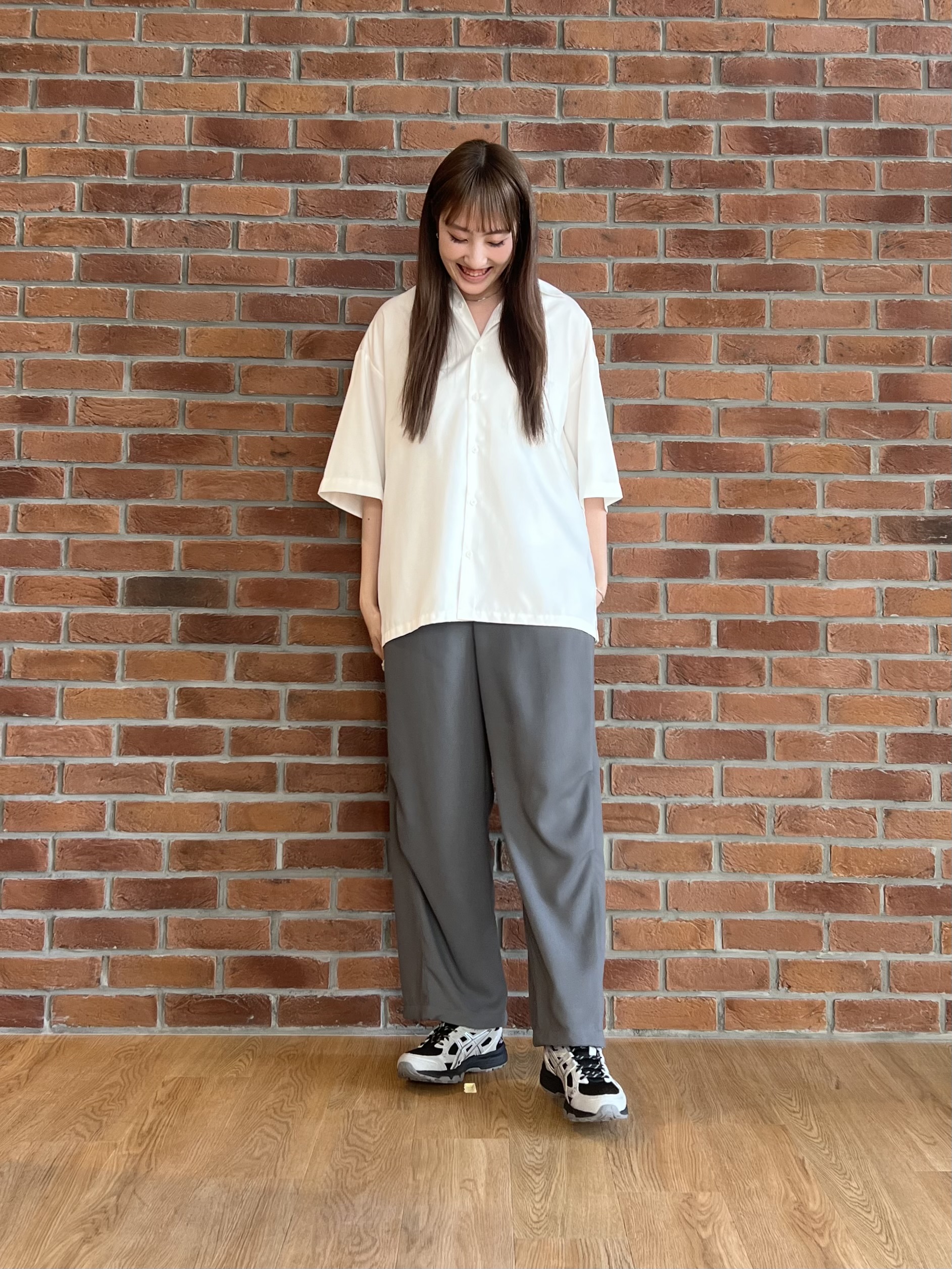 mさんの「tk.TAKEO KIKUCHI｜【26SSイチオシ！】オーバーとろみグラデーションプリントシャツ/レギュラーカラー/さらっとタッチ」を使ったコーディネート
