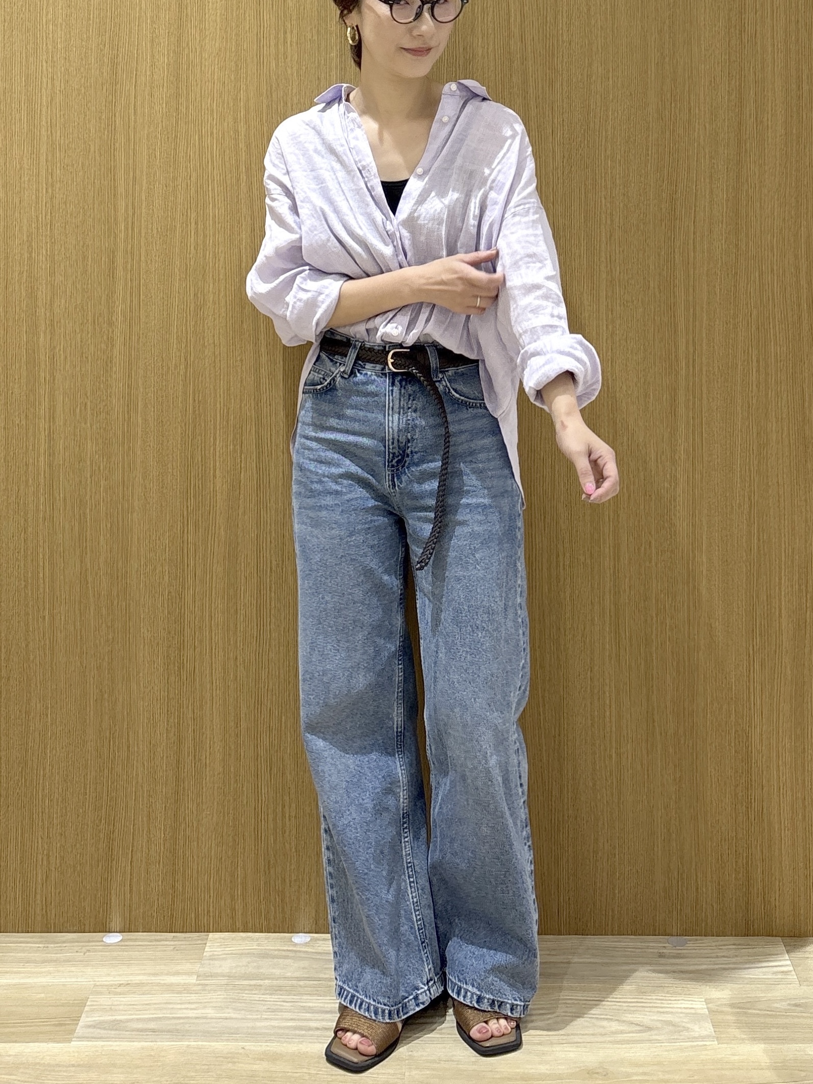 たけねぇさんの「OPAQUE.CLIP｜フレンチリネンシャツ／カシュクール【洗濯機OK】《5col》」を使ったコーディネート
