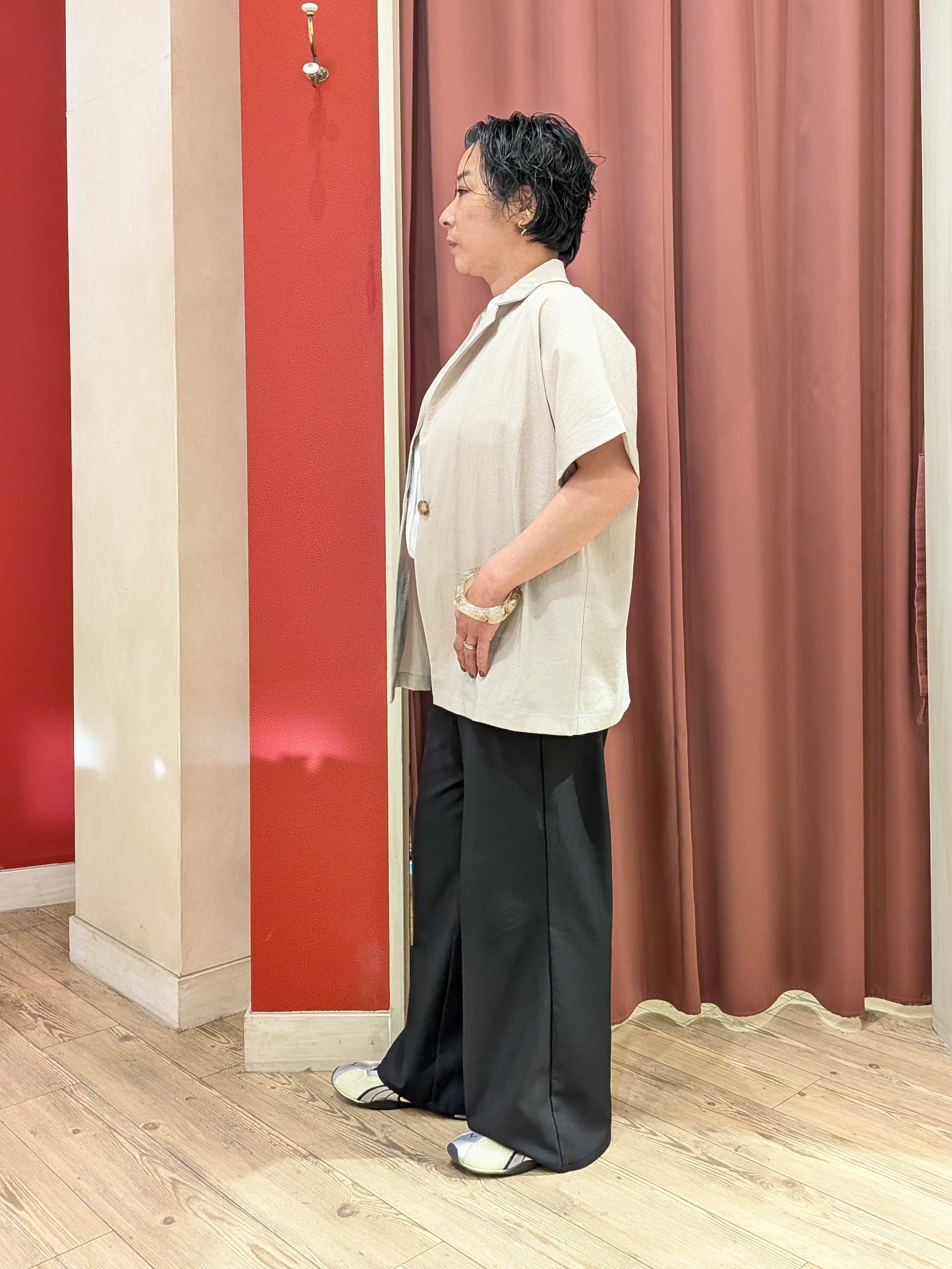 cameさんの「SHOO･LA･RUE｜【高レビュー/洗濯機可/セットアップ可】軽凛(かろりん) 半袖ジャケット」を使ったコーディネート