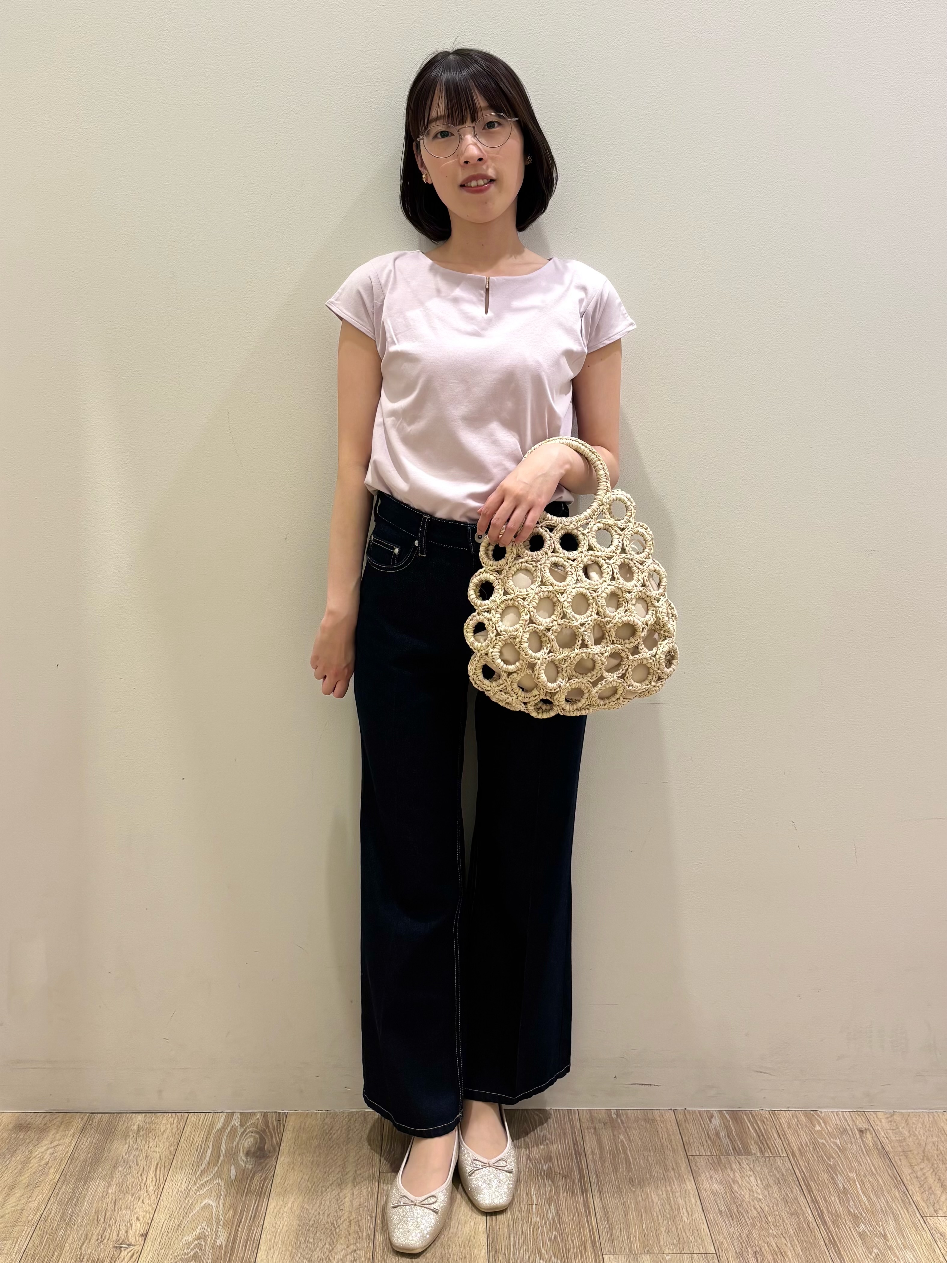 honamiさんの「index｜【接触冷感】ビジューキーネックフレンチトップス《UVケア／洗濯機OK／XS～3L／8col》」を使ったコーディネート