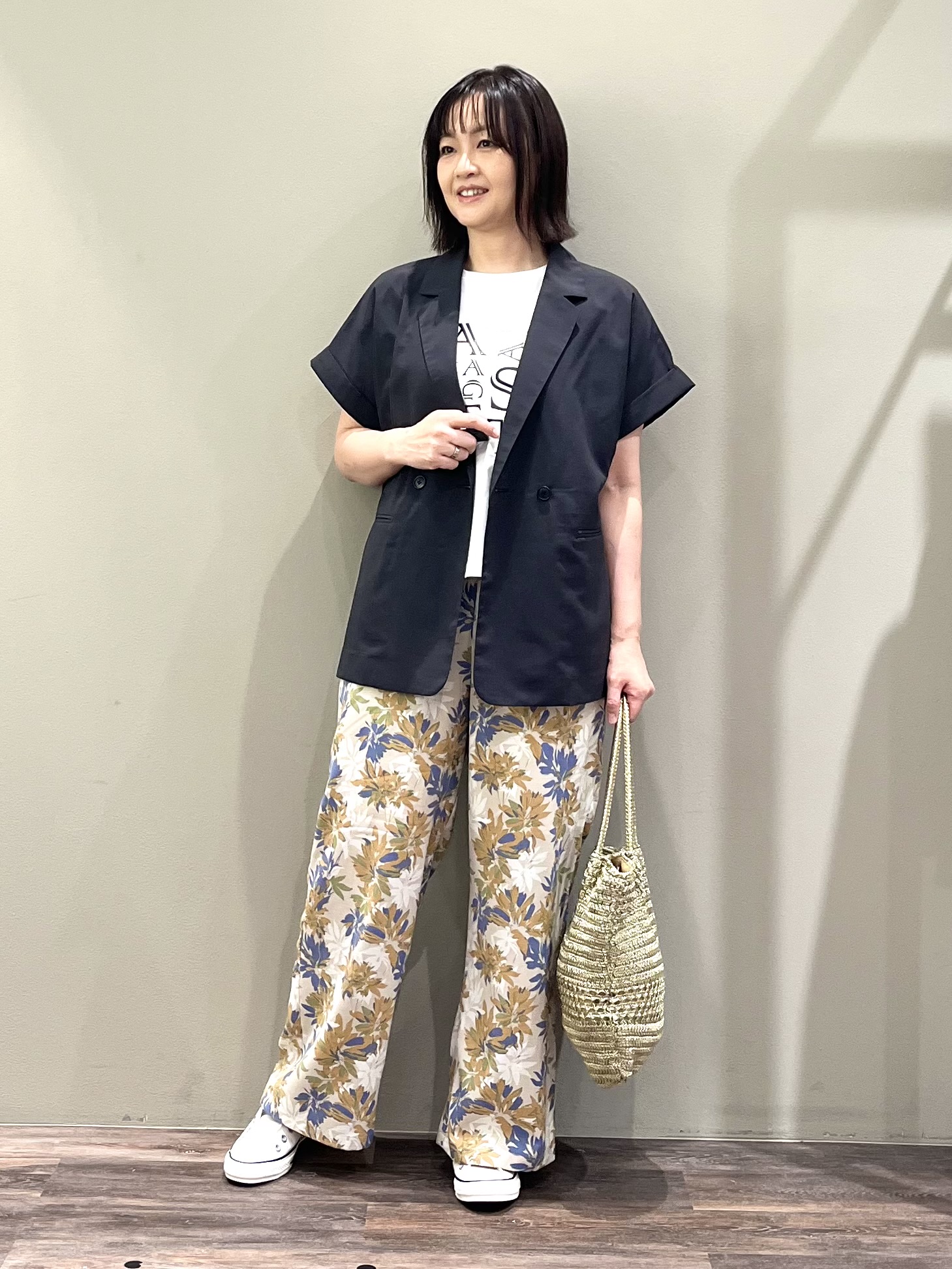 ricoさんの「Dessin｜【接触冷感/セットアップ可】ハーフスリーブジャケット」を使ったコーディネート