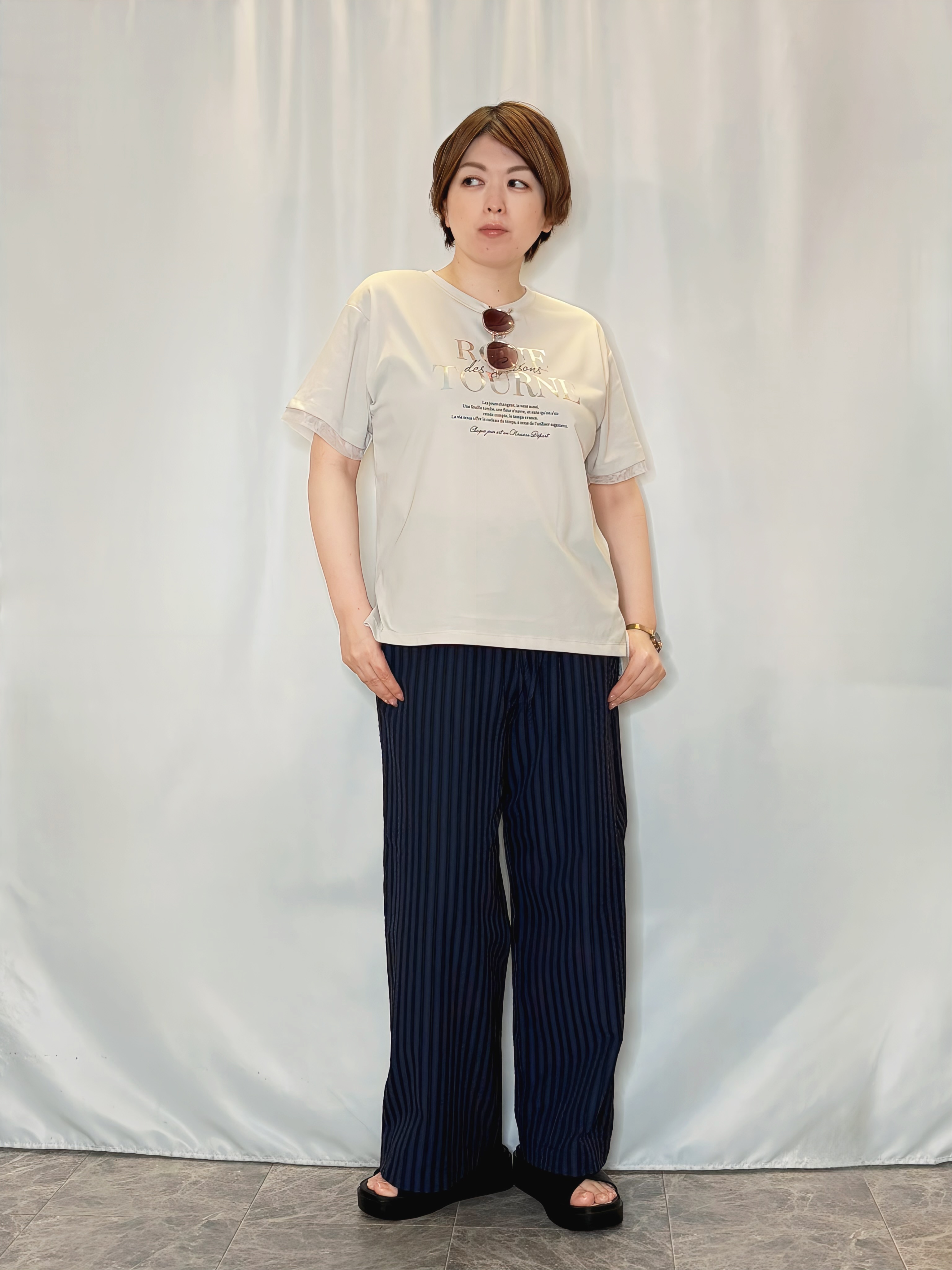 たみさんの「SHOO･LA･RUE｜【洗濯機可/S-LL】Gジャン風シアーシャツジャケット」を使ったコーディネート
